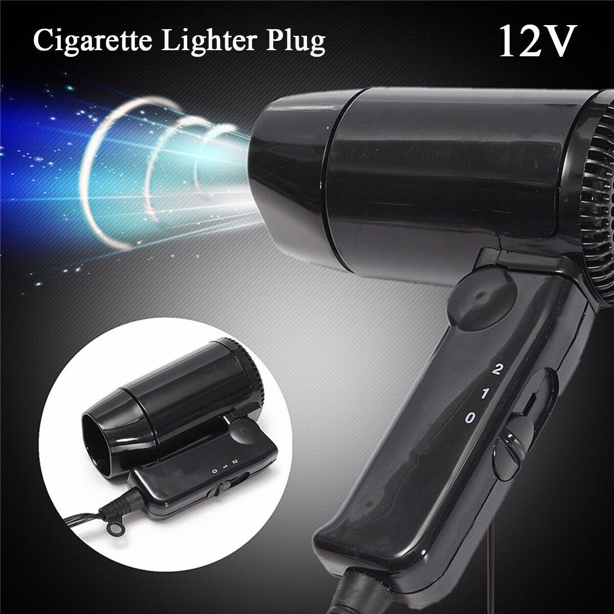 Portable 12V Vehicle Car Hair Dryer Hot Cold Folding Blower Window Defroster