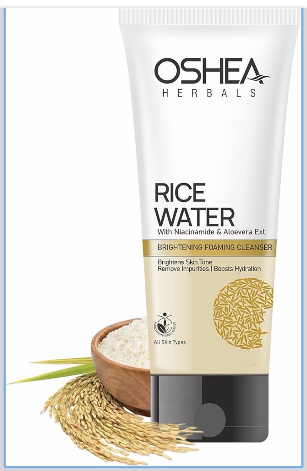 Oshea Herbals Rice Water Brightening Foaming Cleanser 100ml Niacinamide Aloe