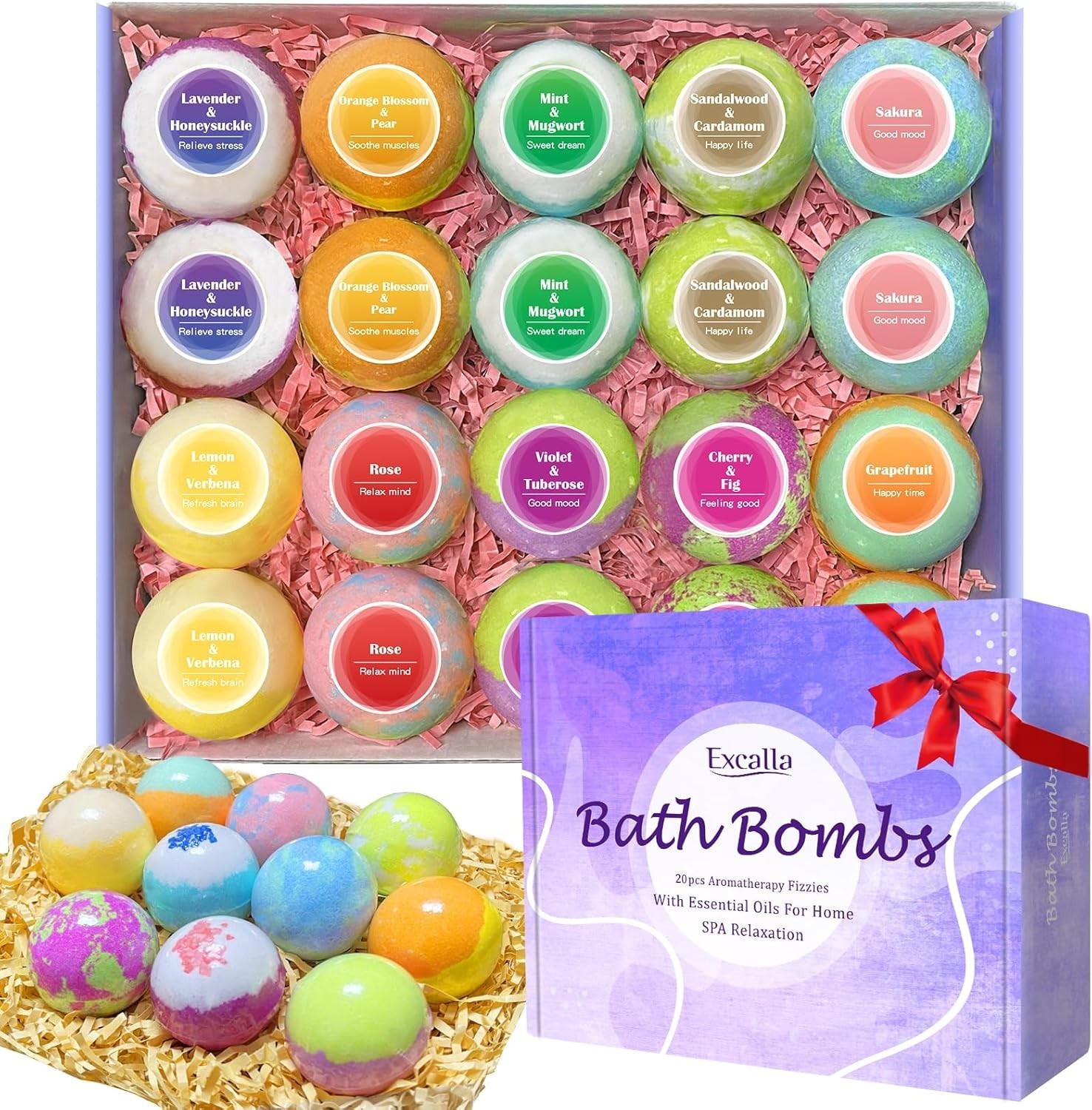 Bath Bombs for Kids with Surprise Inside, 20 Pack Handmade Bath Bomb Gift Set…