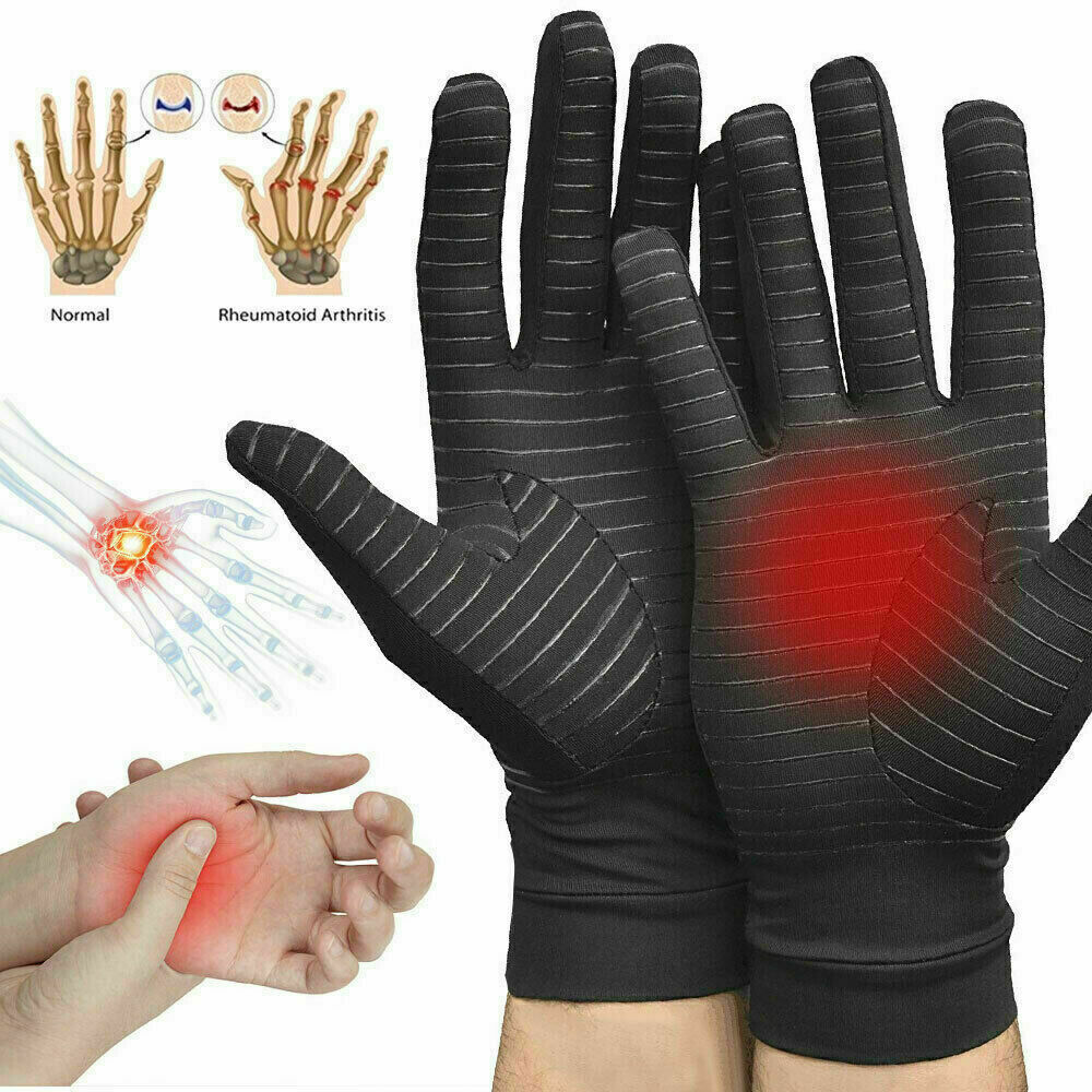 2 Pairs Copper Arthritis Compression Gloves Hand Support Joint Pain Relief Sport