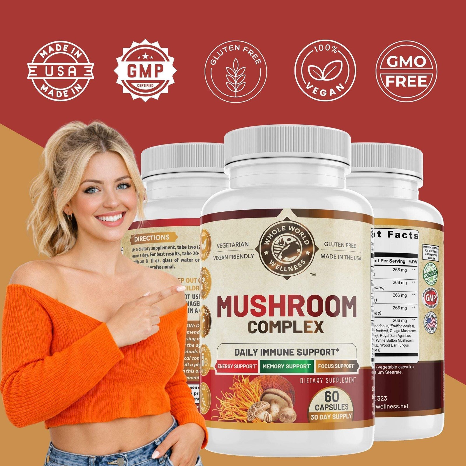 Mushroom Complex Supplement. USA Made.