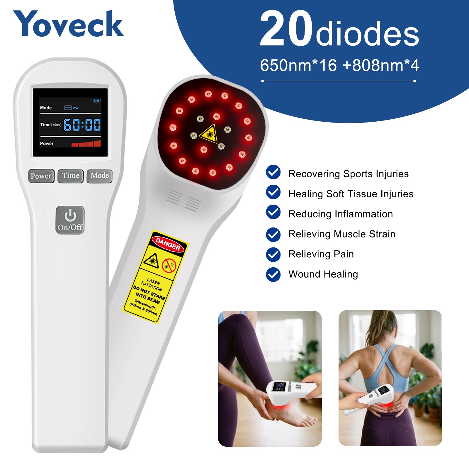 880mW LLLT Laser Therapy Device 20 Diodes 650nm 808nm for Injury Rehabilitation
