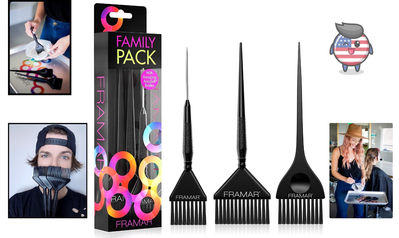 Black Hair Dye Brush Kit with Tapered Edges for Elusive Color Perfection