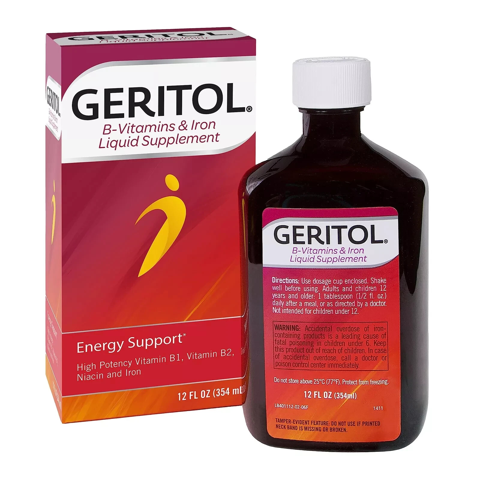 Geritol Liquid Multivitamin and Iron Supplement for Energy Support 12 Fl Oz