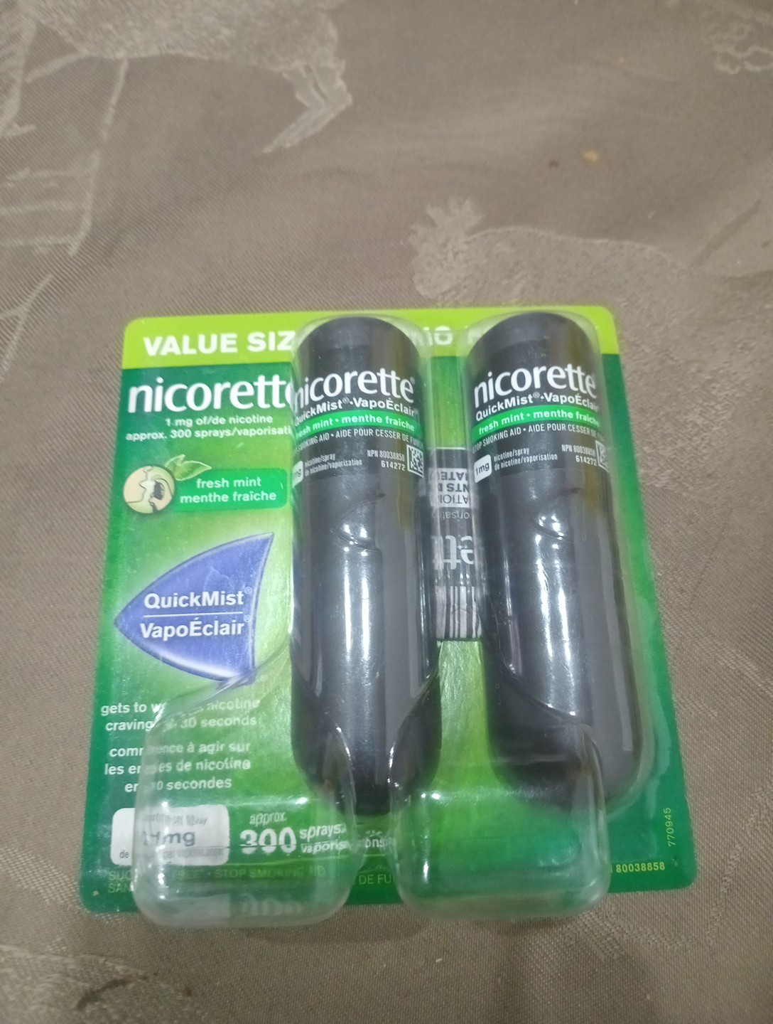 2×5=10× 150 Spray Nicorette QuickMist 1mg Fresh Mint.LONG Exp 2027,” NO TARIFF “