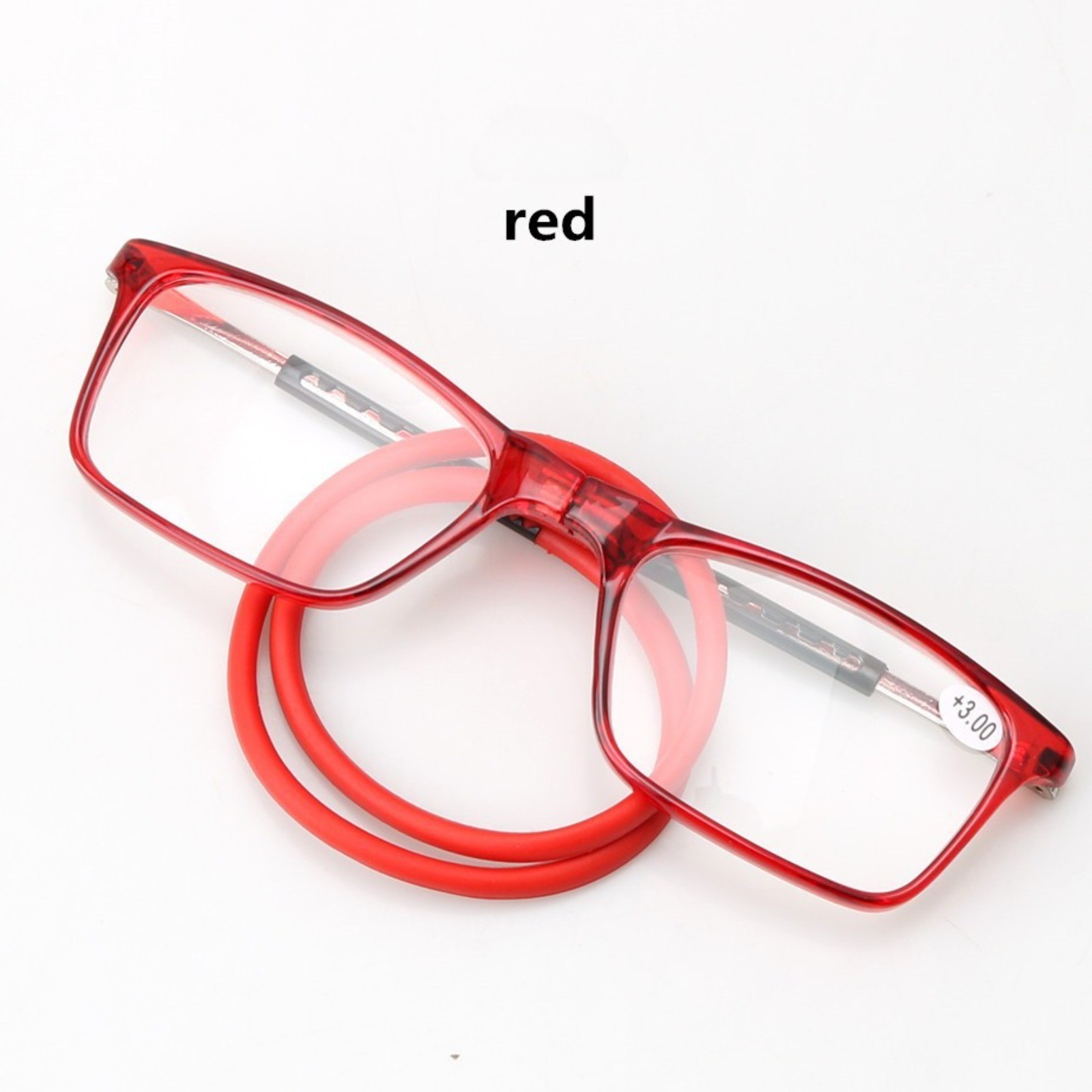 HD Magnetic Neck Reading Glasses, PC Square Retractable Leg Unisex Daily Eyewear