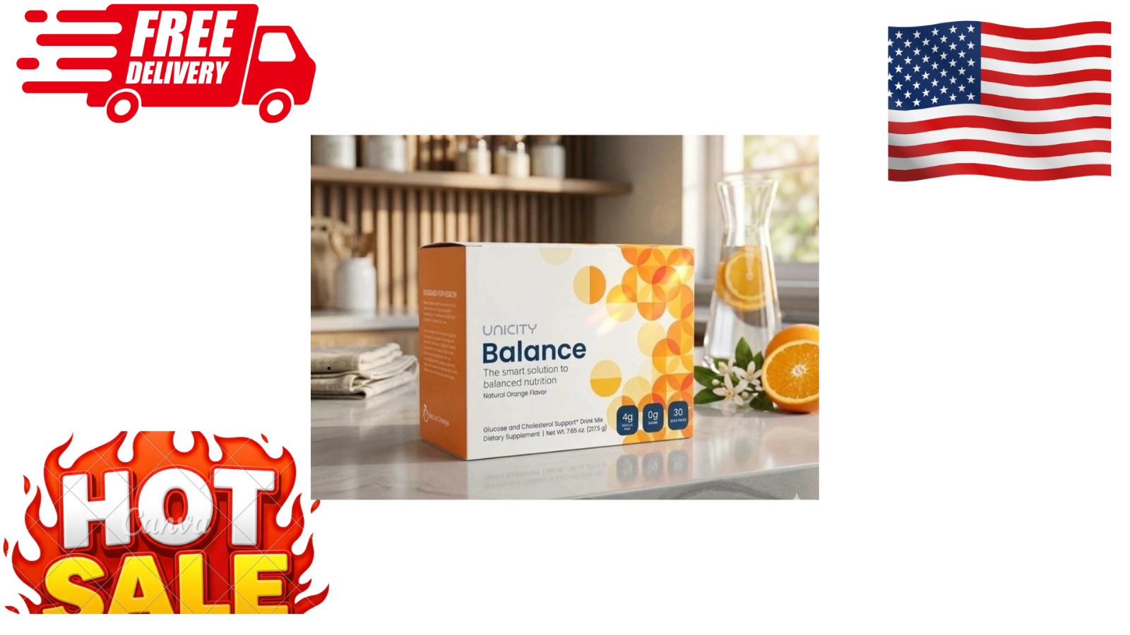 Unicity BALANCE 30 Packets/Stick Packs ORANGE free shipping