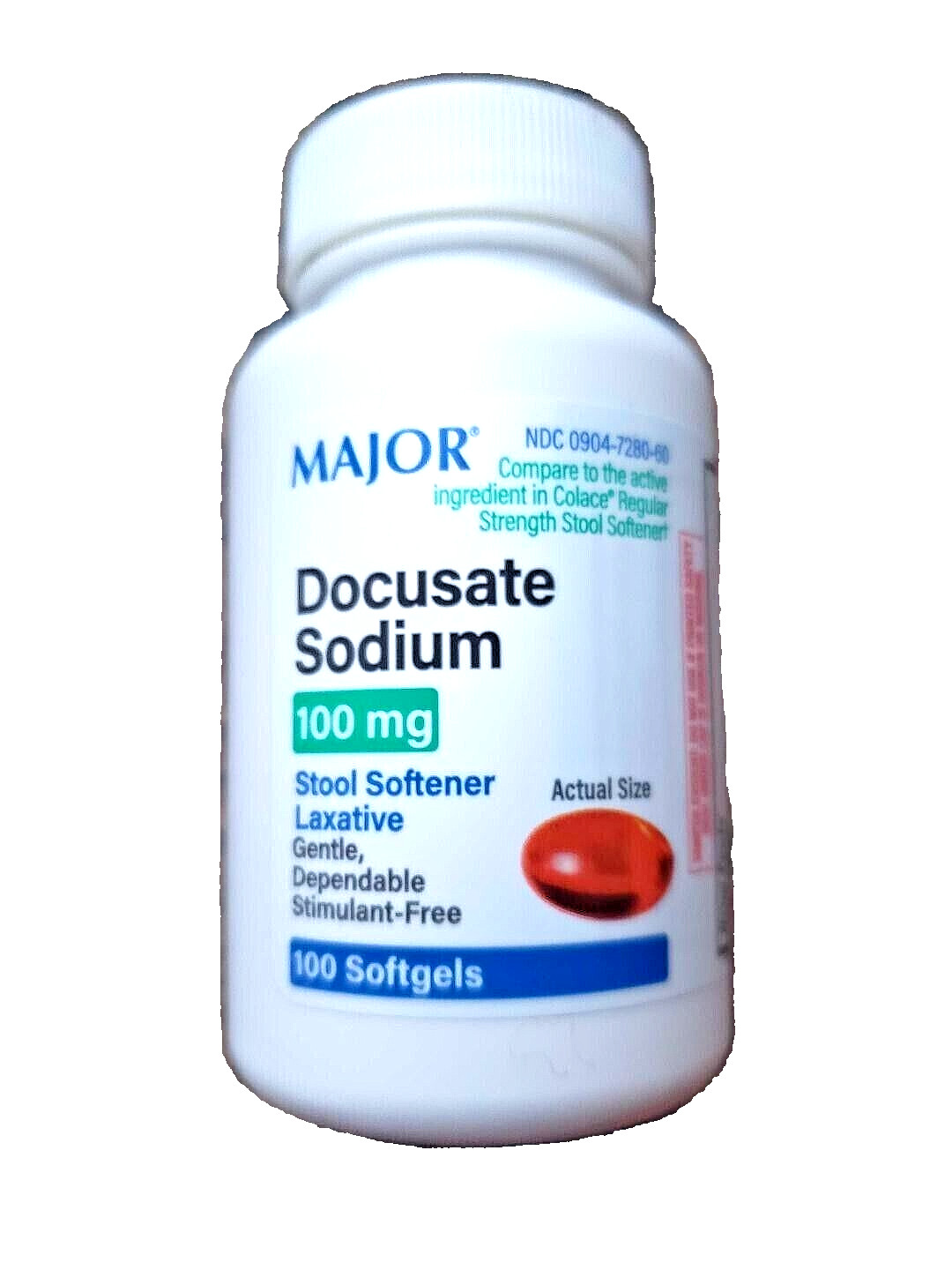 Docusate Sodium 100 mg Softgels Stool Softener 100ct-long expiry date