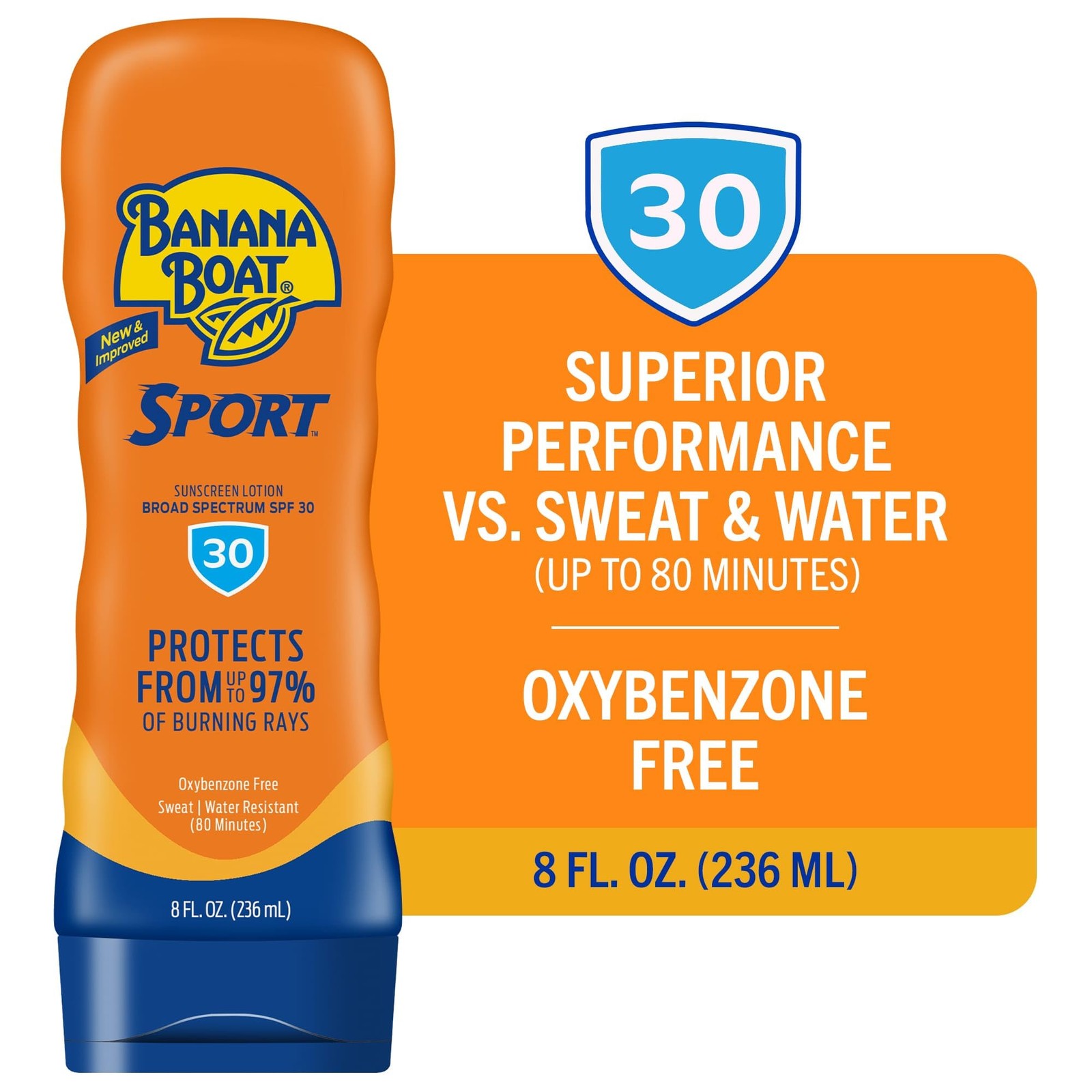Banana Boat Sport Ultra Lotion Sunscreen Broad Spectrum, 8 Fl Oz (Pack of 2)