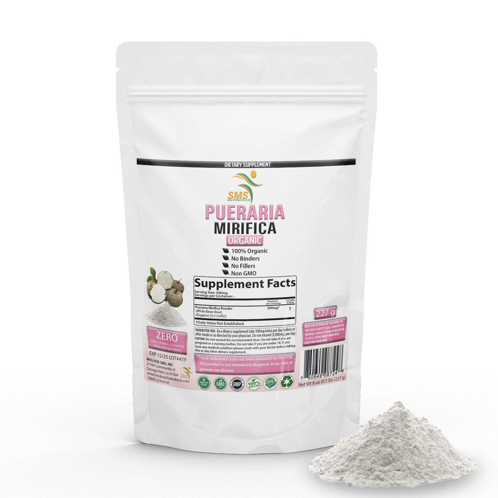 PUERARIA MIRIFICA WHITE KWAO KRUA POWDER ORGANIC (THAILAND) 227G BY SMS