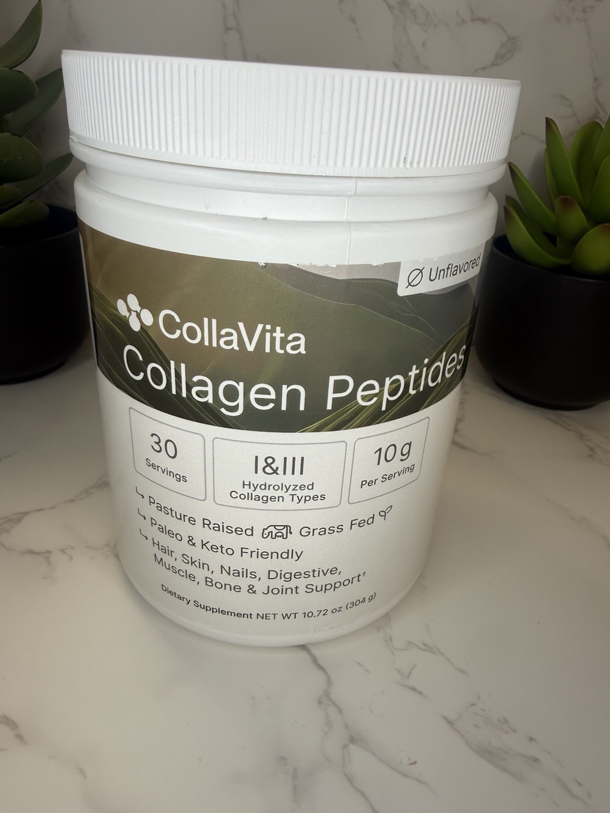 CollaVita Collagen Peptides Powder Unflavored Grass Fed 16.01 oz exp 12/28