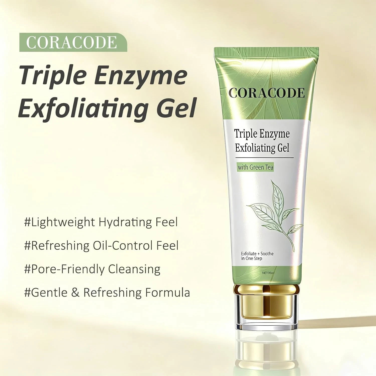 Triple Enzyme Green Tea Exfoliating Aqua Peel Gel, Deep Pore Face Exfoliant, Gen