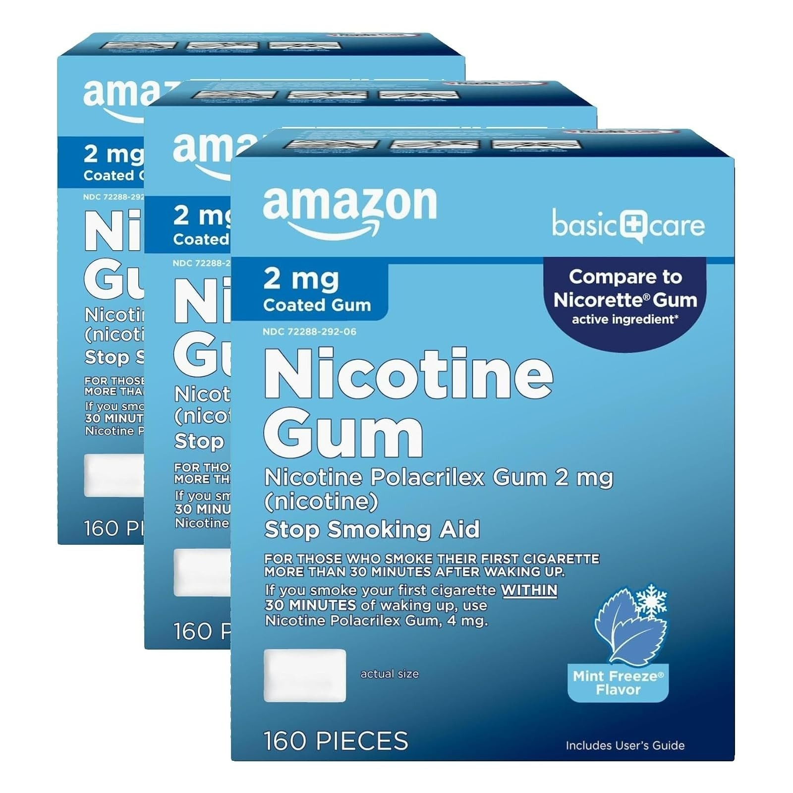 Amazon Basic Care Nicotine Gum 2mg Fruit Flavor 160 Count Smoking Cessation
