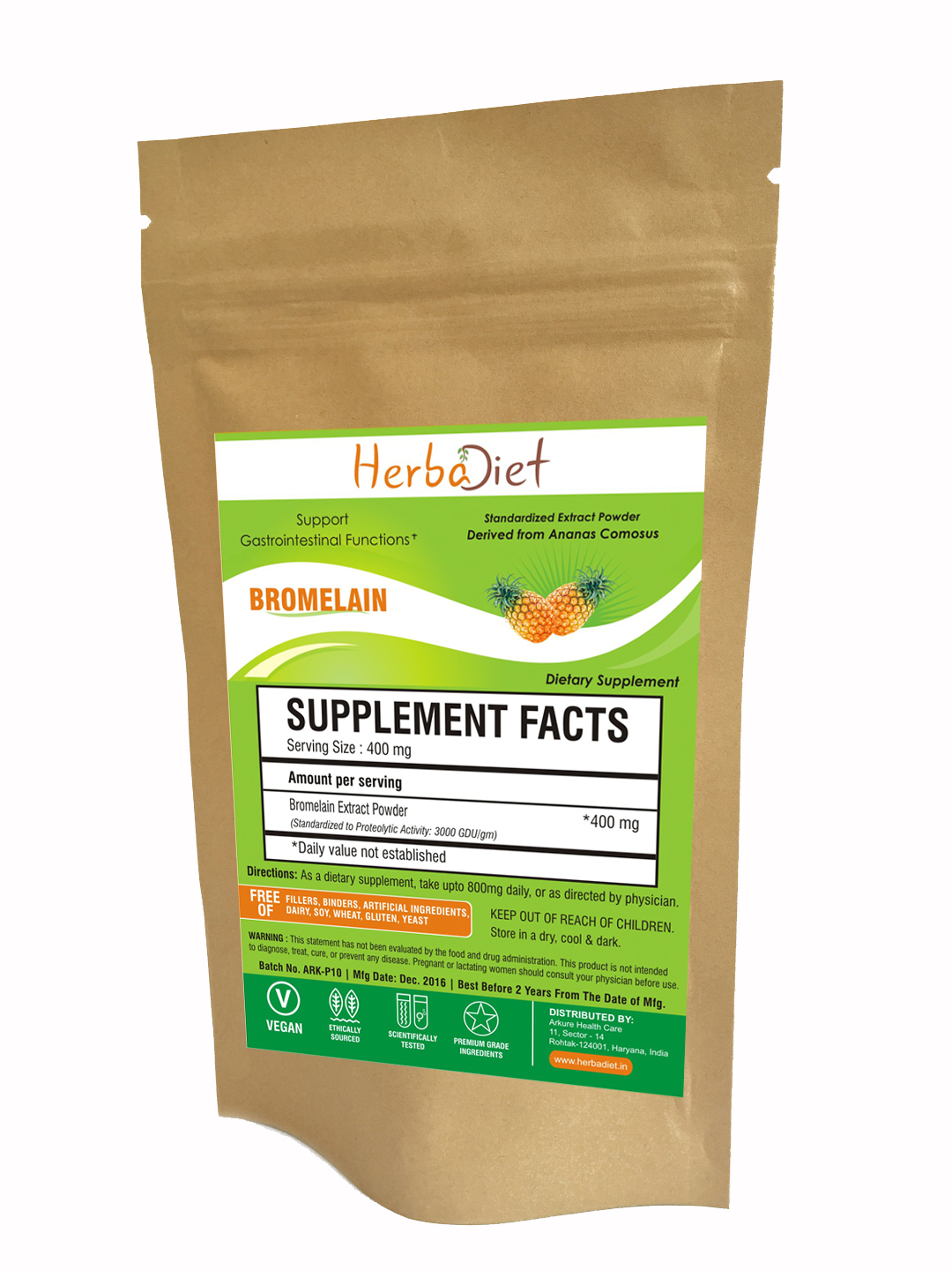 Bromelain Powder 3000 GDU/g Powerful DIGESTIVE ENZYME 500mg Inflammation Support