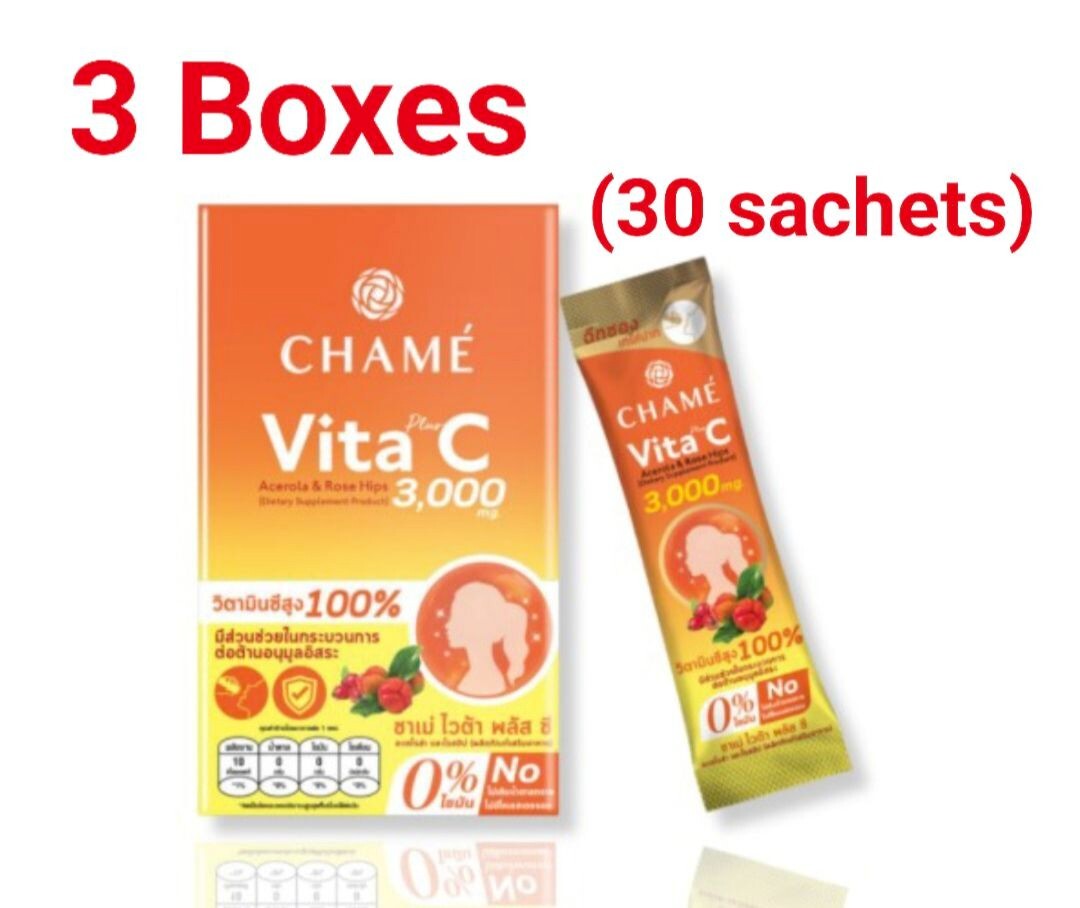 3x CHAME Vita Plus C Acerola & Rose Hips Oral collagen powder dietary supplement
