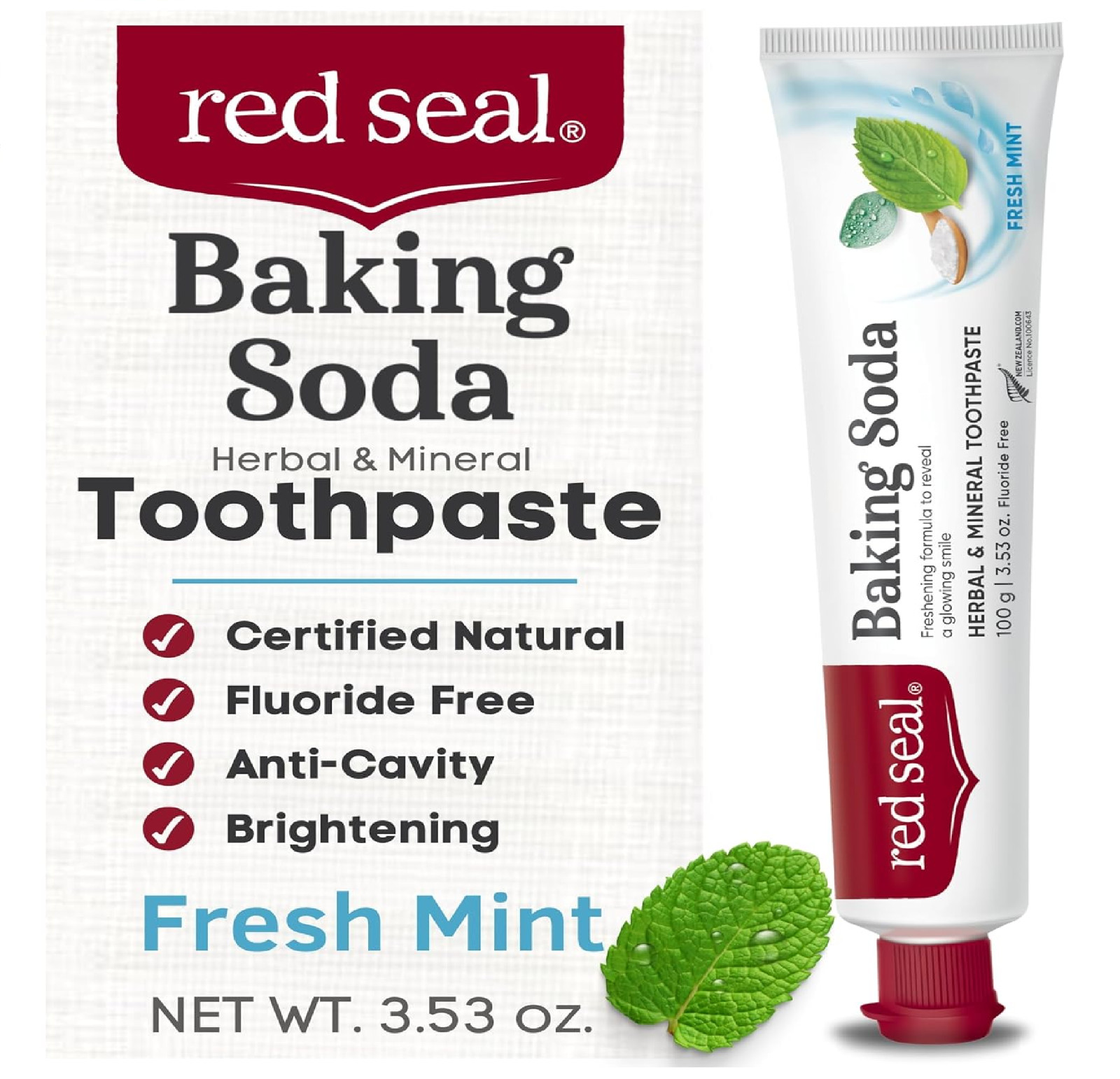 Red Seal Fluoride Free Toothpaste – Baking Soda – Herbal & Mineral Formula, Vega