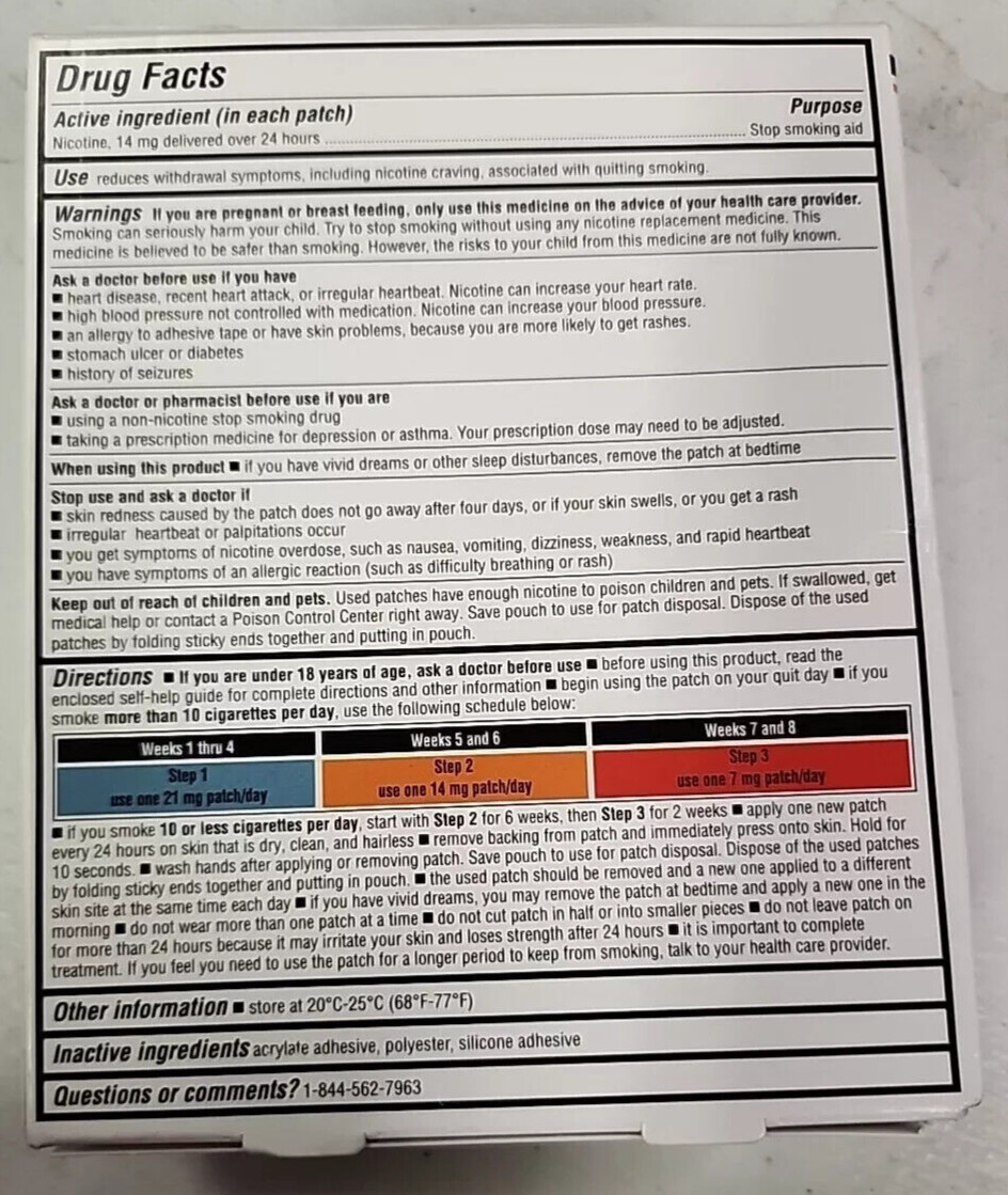 BluePoint Nicotine Transdermal System Patch 14 MG Step 2 , 14 Patches Exp. 12/25