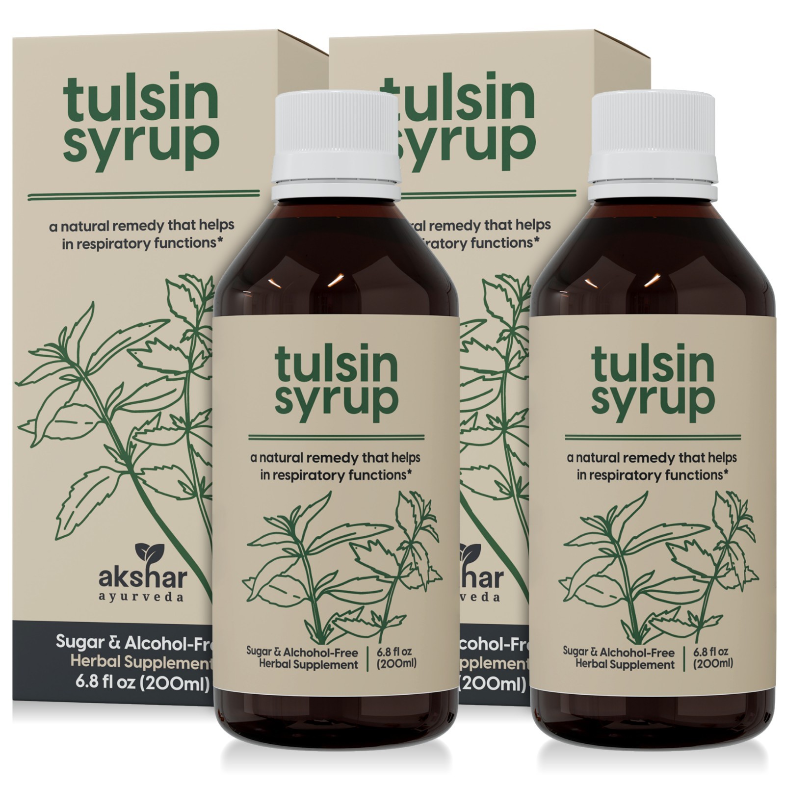 AKSHAR Ayurveda Tulsin Cough Syrup Licorice Ginger 2 Pack