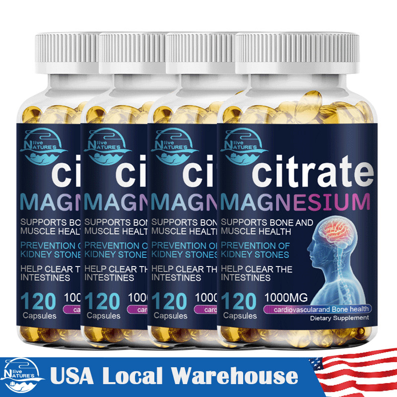 Magnesium Citrate Capsules 1000mg – Hight Potency – Anxiety & Stress Relief