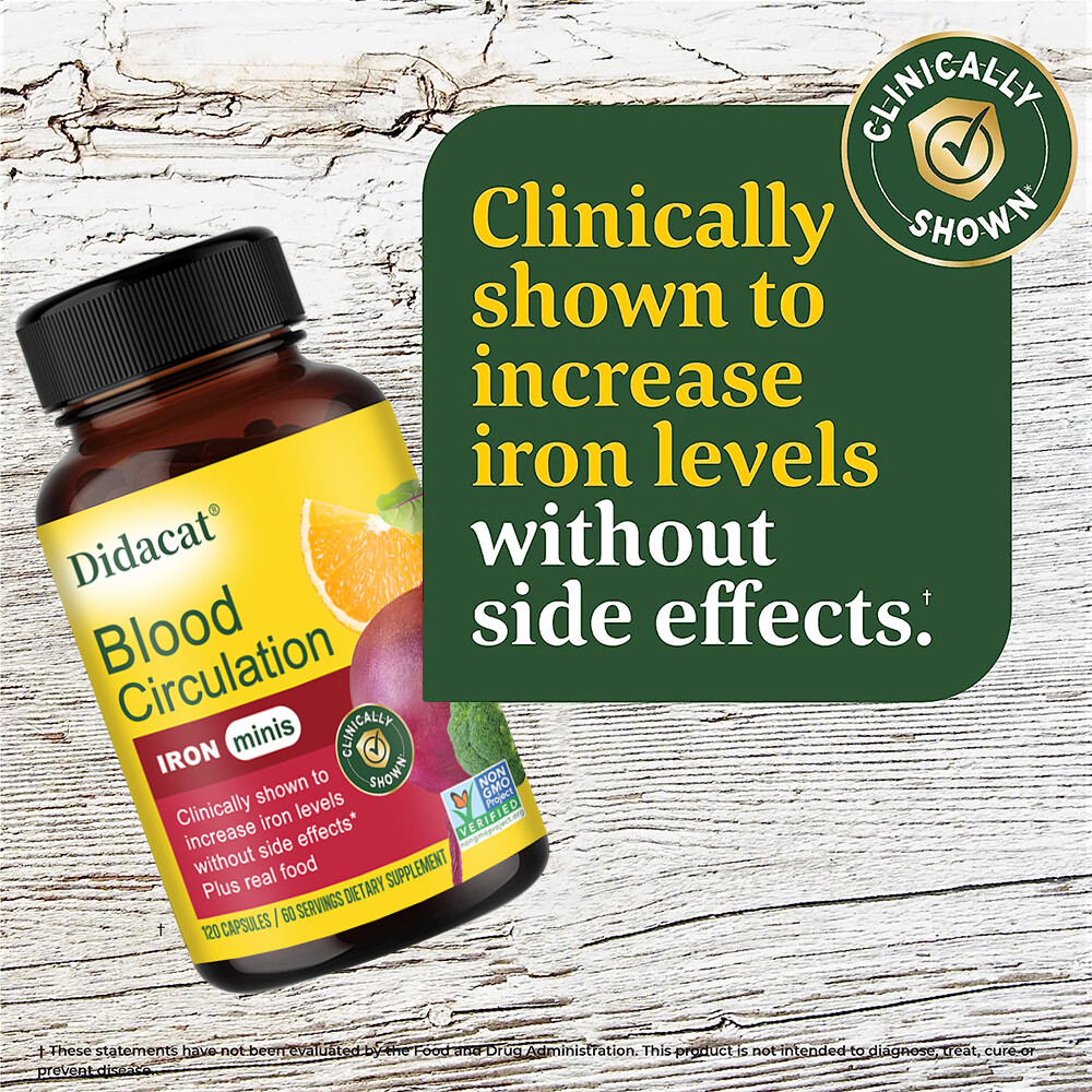 SUPPORT Blood Circulation HEALTH Supplement Capsules With Beetroot, Iron & B12
