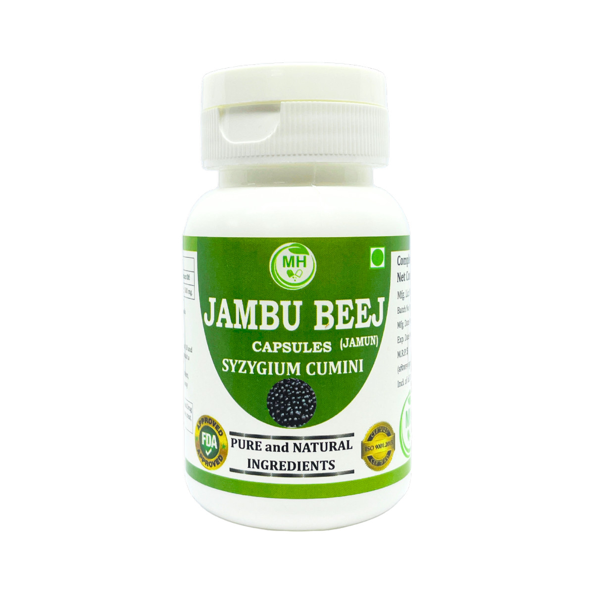 Syzygium Cumini (Jambu Beej) Capsules For Blood Sugar Support Pack of 60 x 500mg
