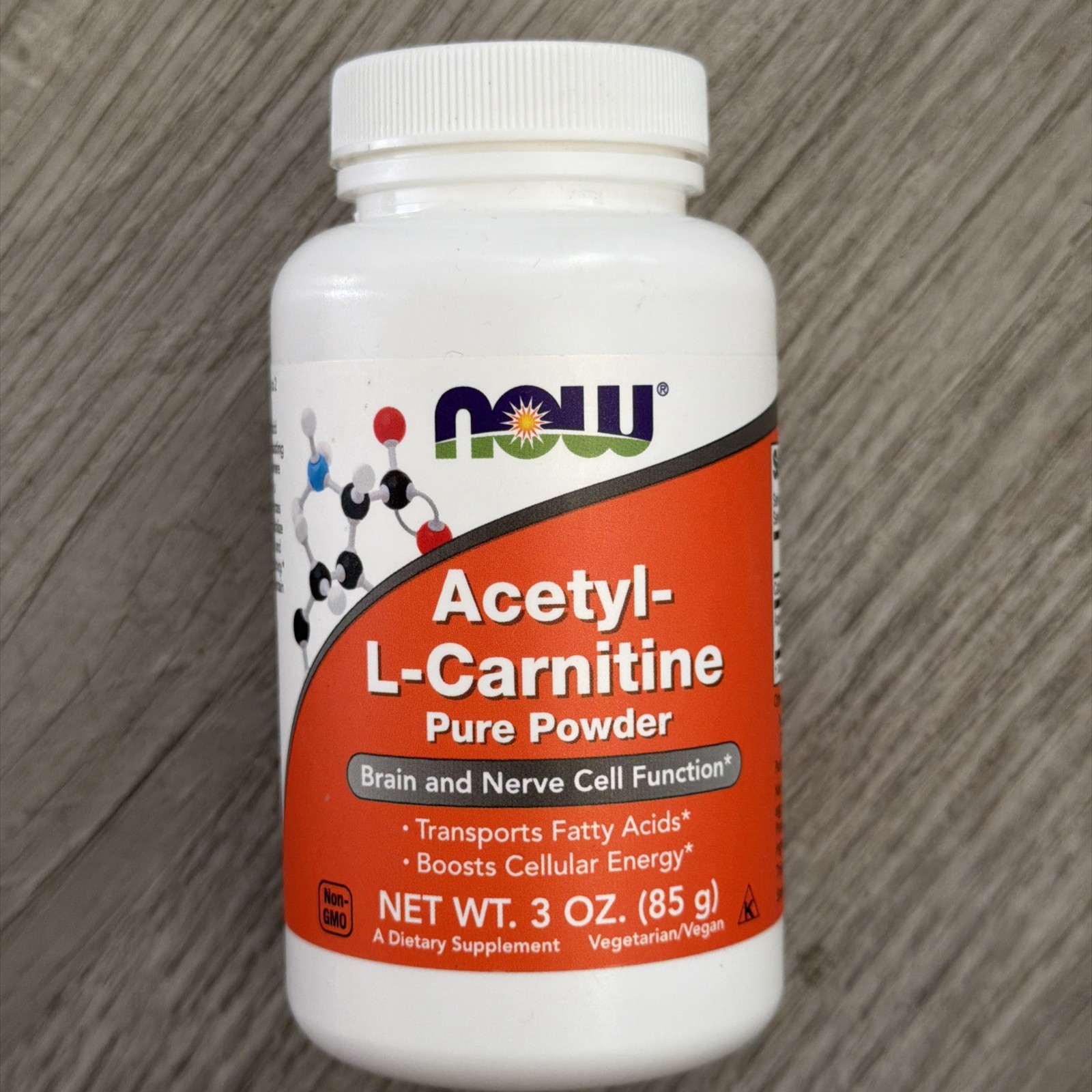 Now Acetyl-L Carnitine Pure Powder Brain & Nerve Cell Function 3 oz