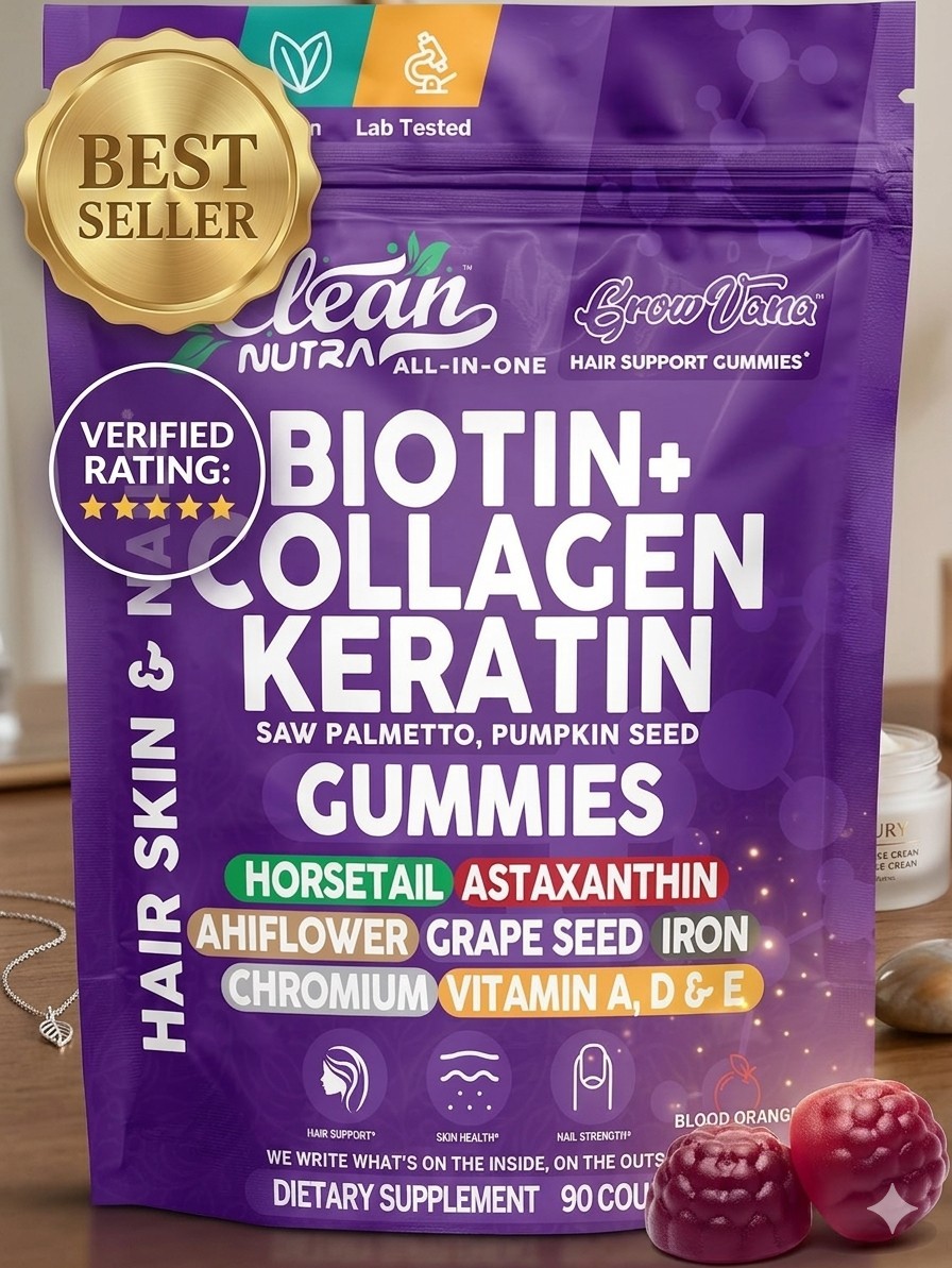 GrowVana Hair Growth Gummies Women Biotin Collagen Keratin Saw Palmetto 90ct
