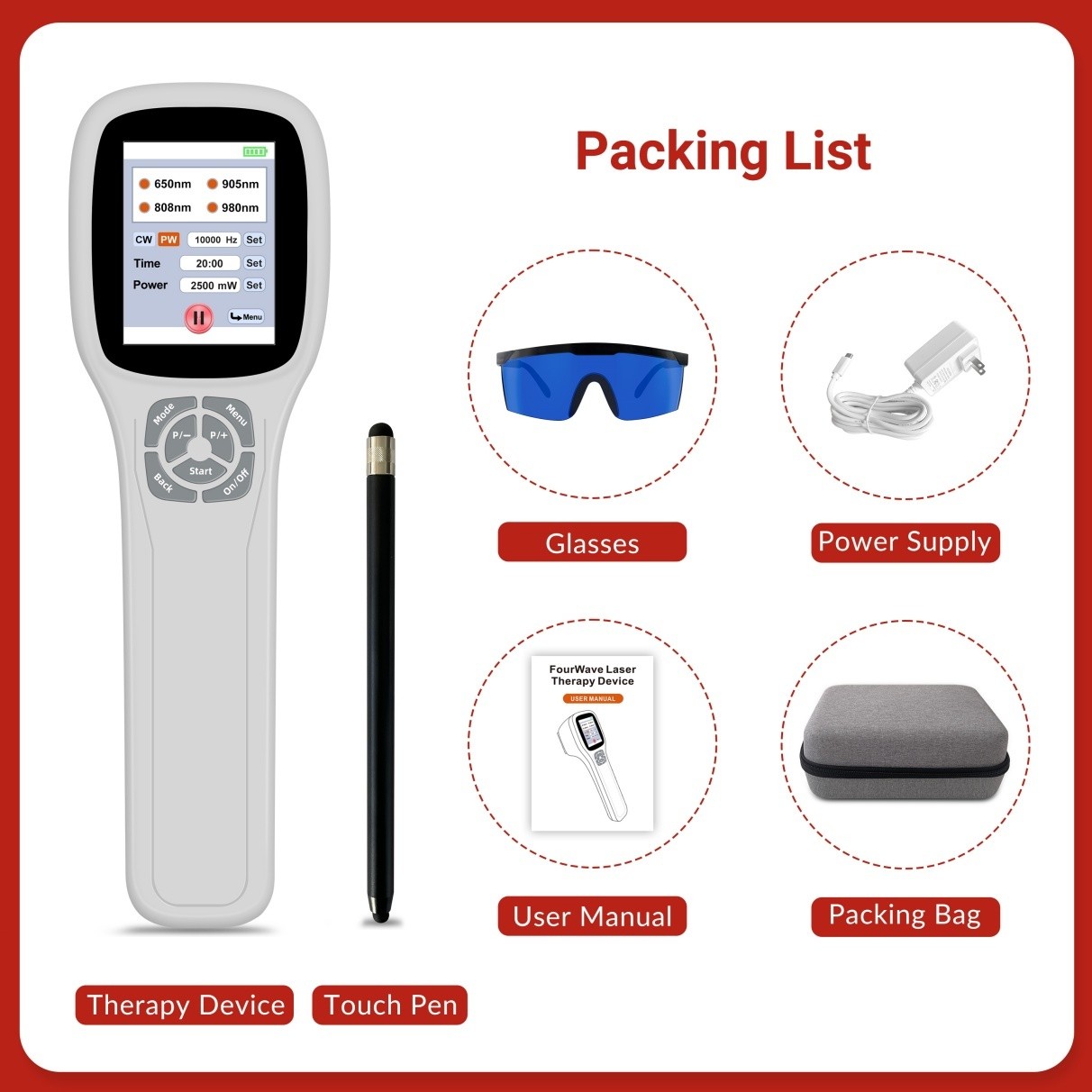 2.5W 650nm 808nm 905nm 980nm Cold Laser LLLT for Arthritis Pain Relief Pets