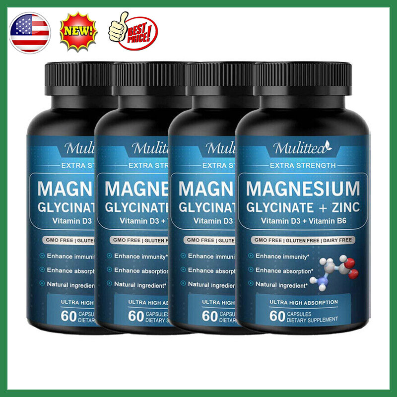 Magnesium Glycinate 500mg High Absorption,Improved Sleep,Stress & Anxiety Relief