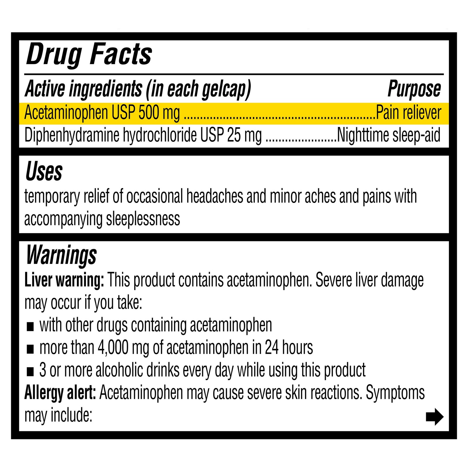 Equate Extra Strength Pain Reliever PM, Alcohol-Free, Acetaminophen, Pain Relief