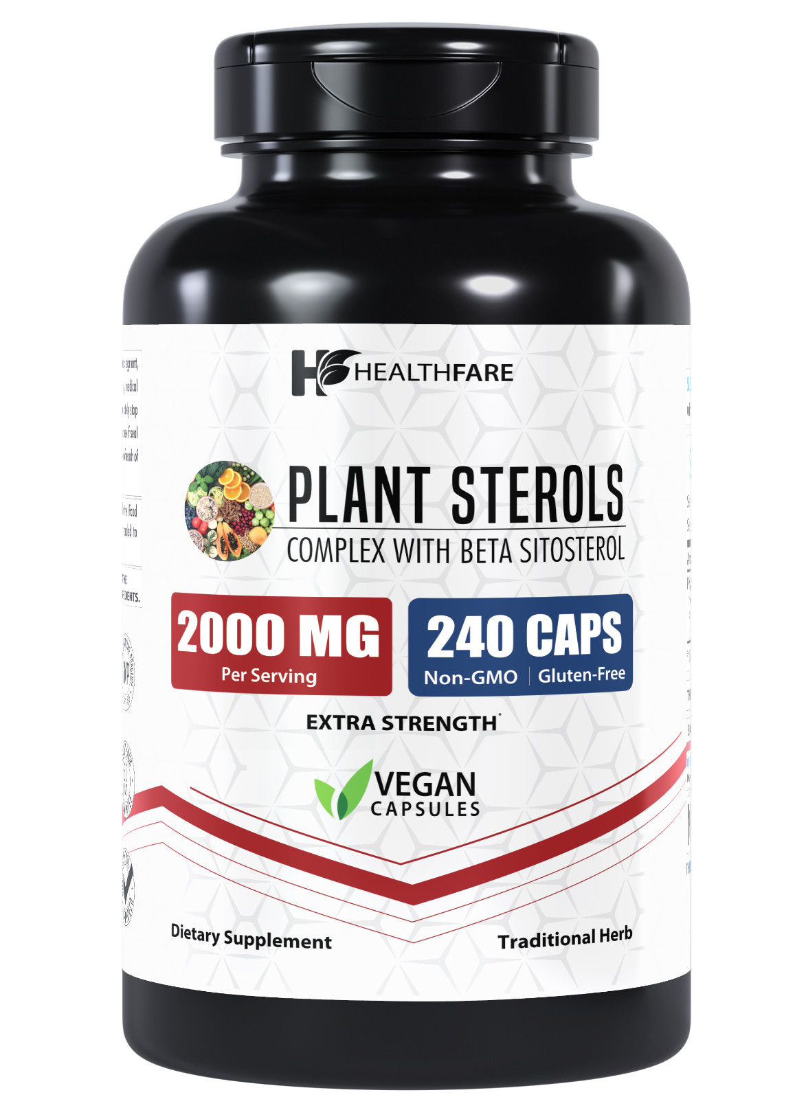 Plant Sterols 2000mg | 240 Count Maximum Strength Beta Sitosterol by Healthfare