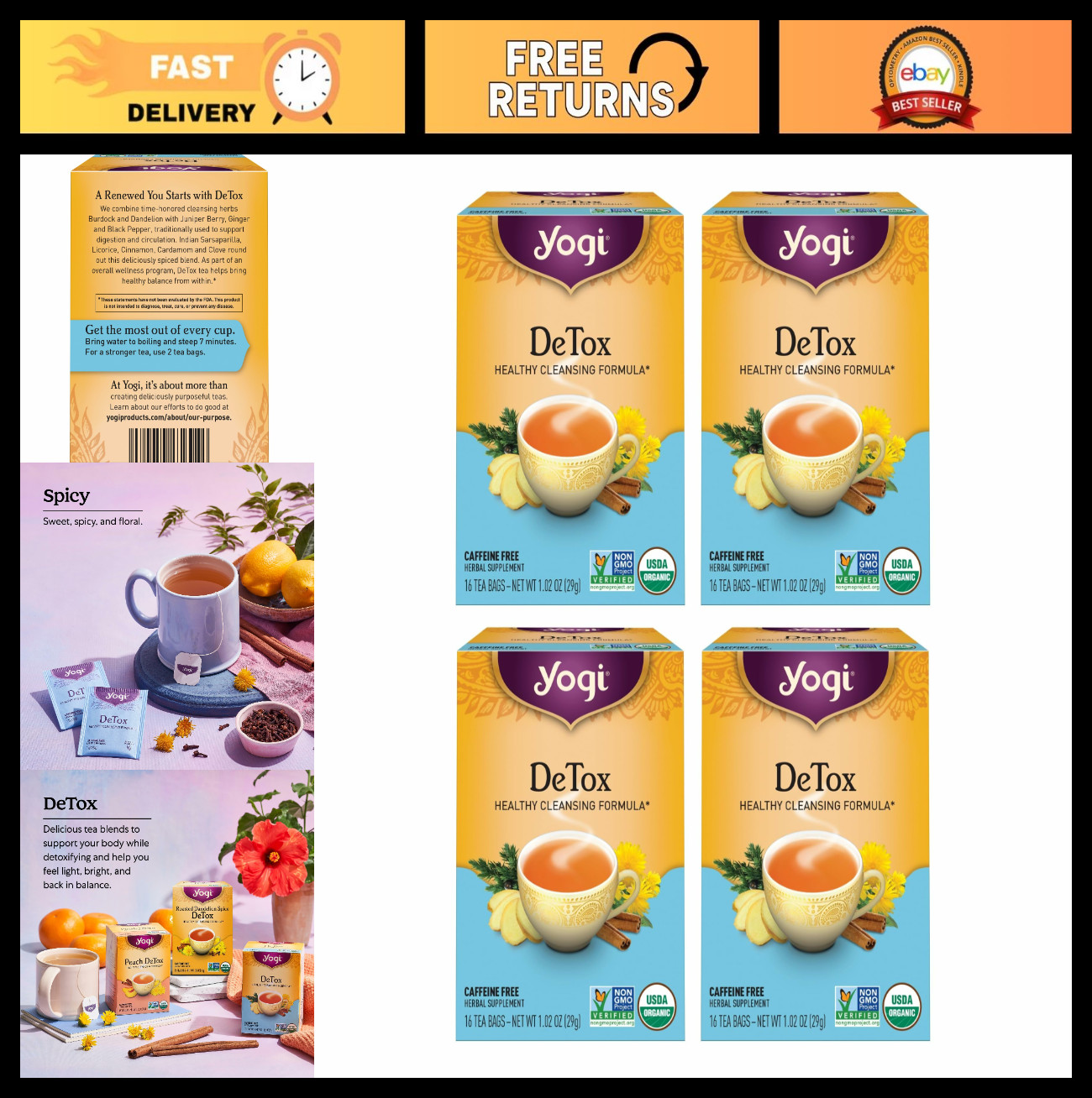 Organic Detox Tea – 64 Bags Total – Supports Digestion & Circulation, Burdock, G