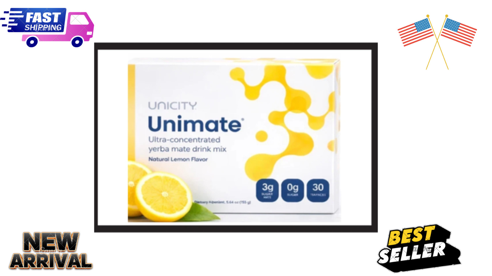 Unicity Unimate Yerba Mate Supplement LEMON Flavour 30 Sachet – FREE SHIPPING