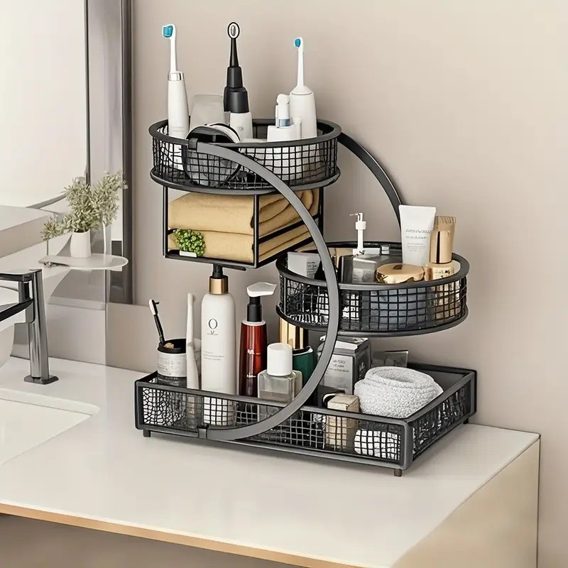 3 Tiers Makeup Rack Bathroom Skincare Shelf Organizer Bedroom Save Space Holder