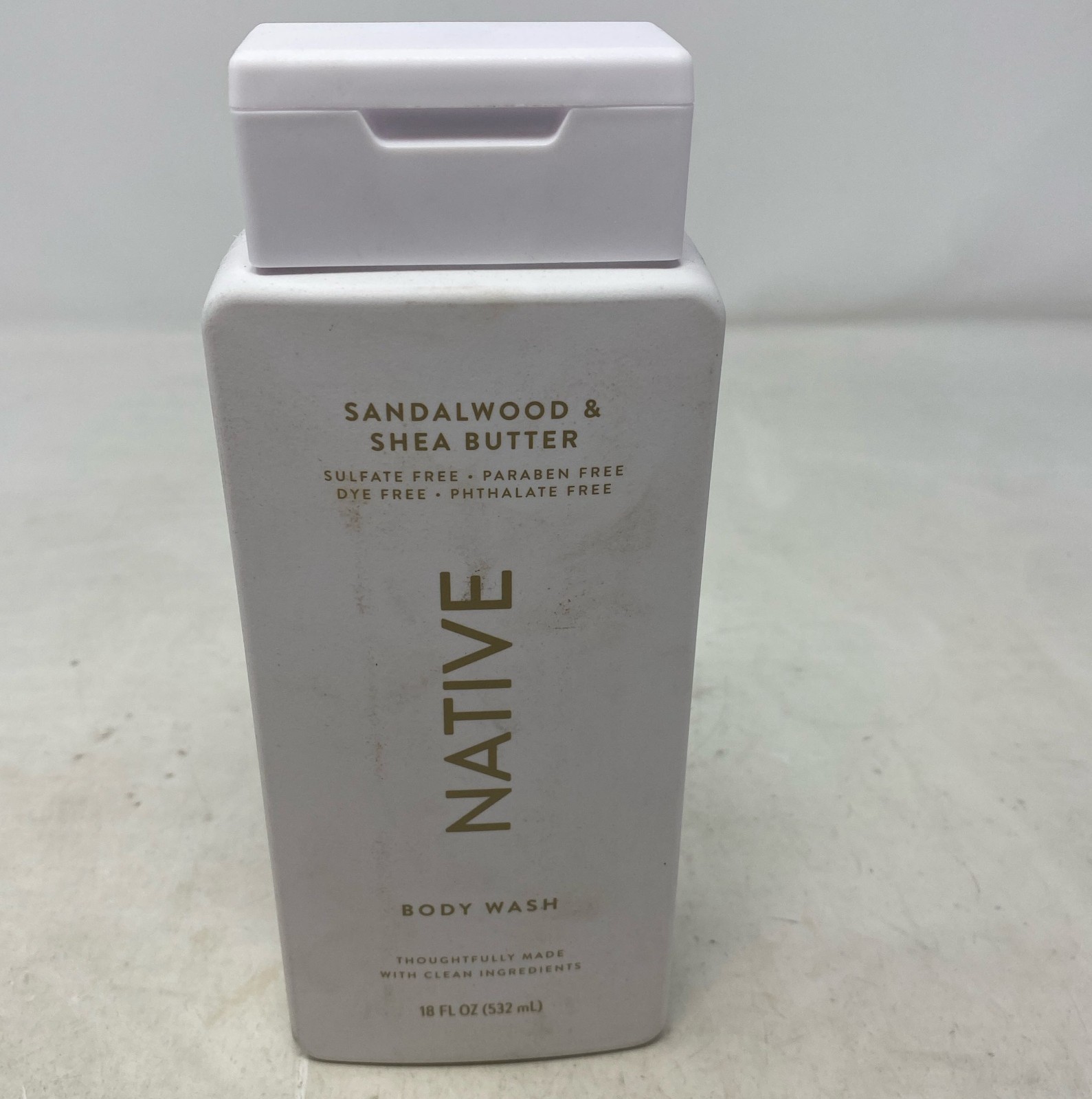 Native Body Wash – Sandalwood & Shea Butter, 18 fl oz (532 mL), White Bottle