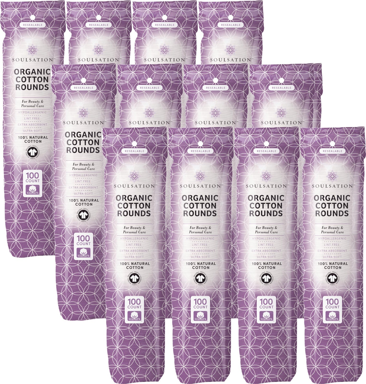 Organic Cotton Rounds – 1200 Count Bulk Makeup Remover Pads, Lint-Free Face Wipe