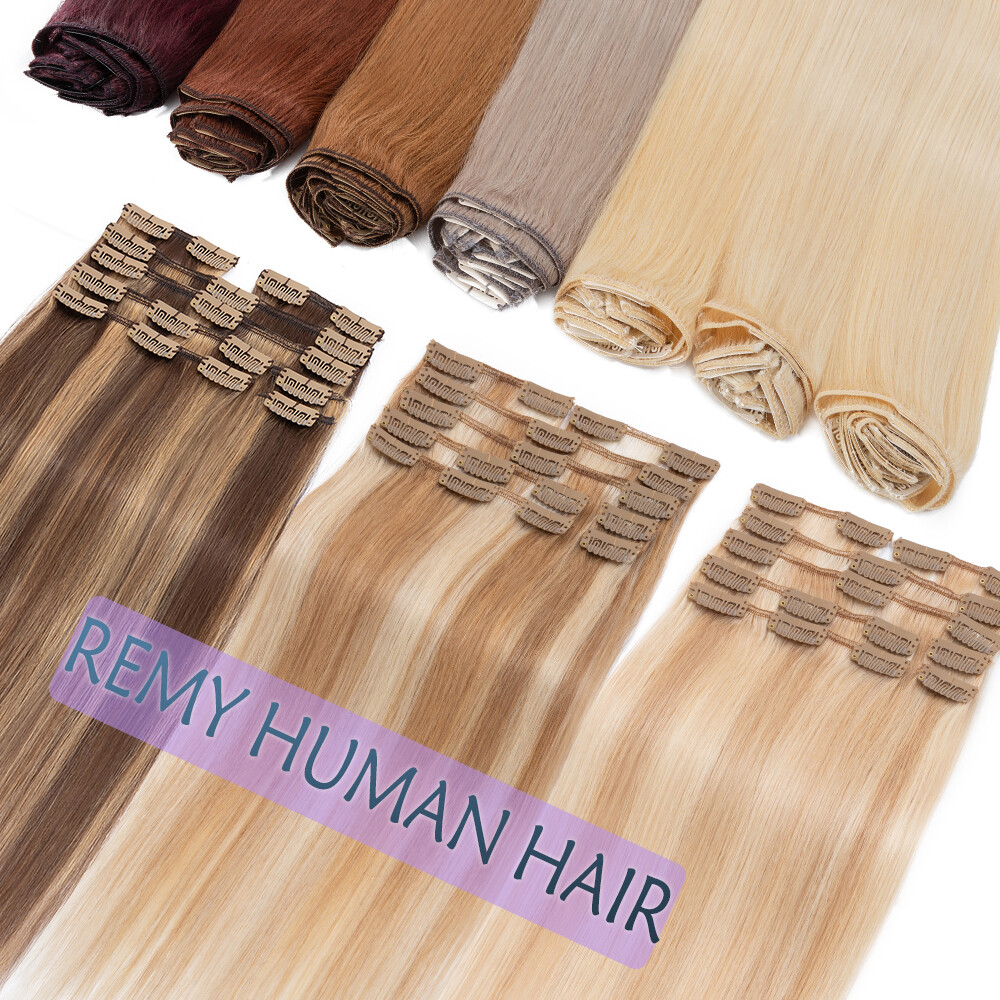 CLEARANCE 100% Human Hair Extensions Clip In Real Remy Hair Extensions Full Head