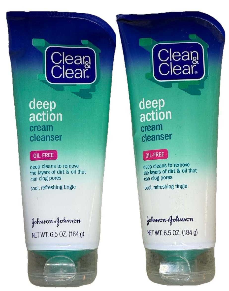 2 X Clean & Clear Deep Action Cream Cleanser Salicylic Acid 6.5 oz OLD FORMULA