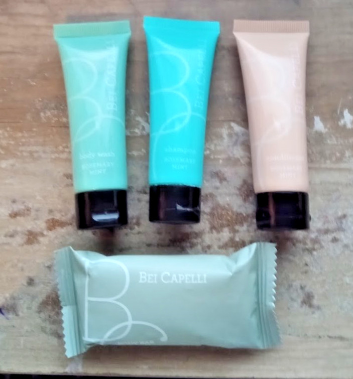 (Lot of 4) BEI CAPELLI Body Bar/Body Wash/Shampoo and Conditioner – Travel SZ