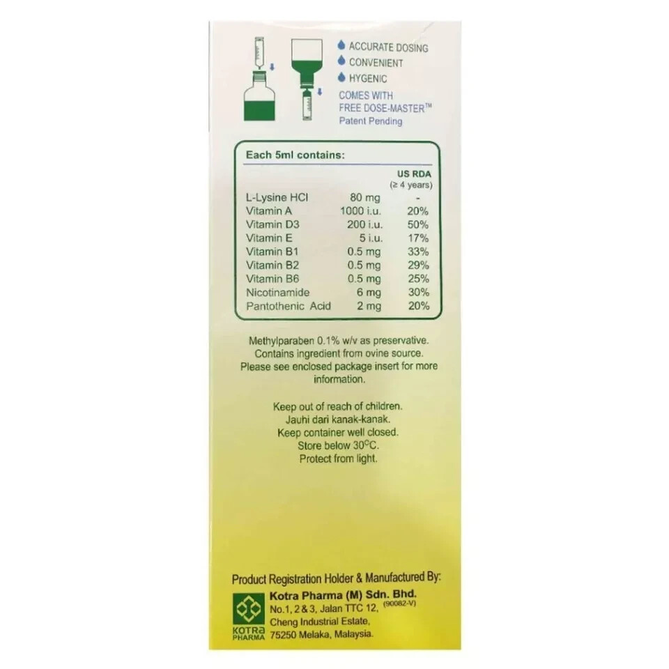 Appeton Multivitamin Lysine Syrup 120ml x 2 Bottles | Dietary Supplement