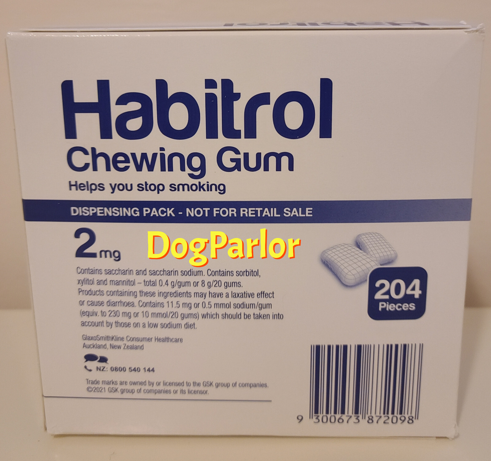 Habitrol Nicotine Gum 2mg Mint Bulk 4 Boxes = 816 Pieces Priority Shipping 01/25