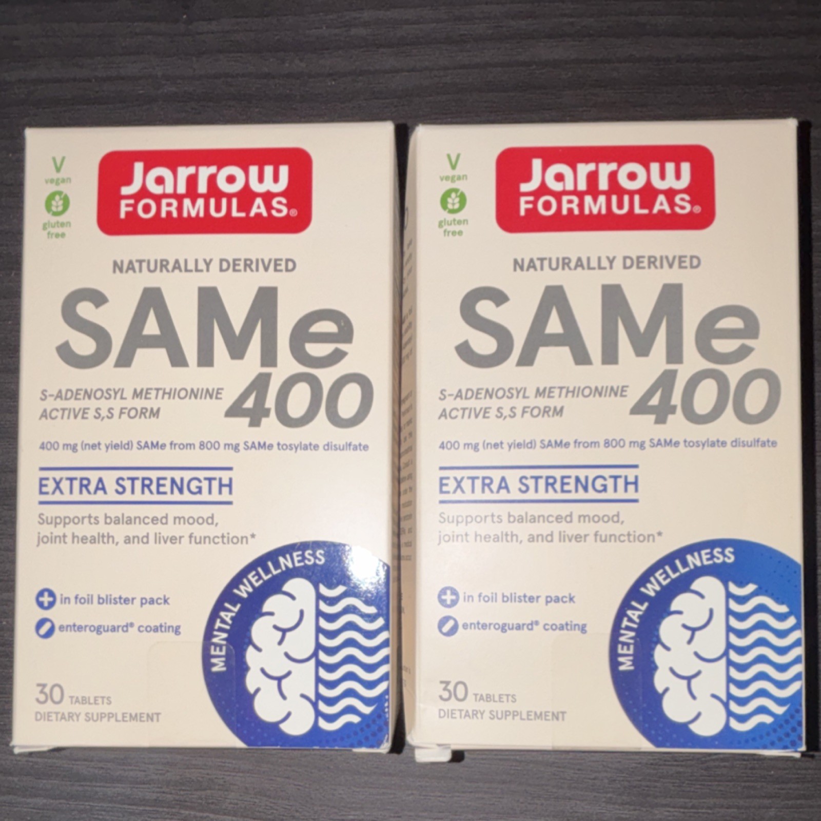 2 Pack of Jarrow Formulas SAMe 400 EXP 01/2027 Extra Strength 400mg 60 Tabs