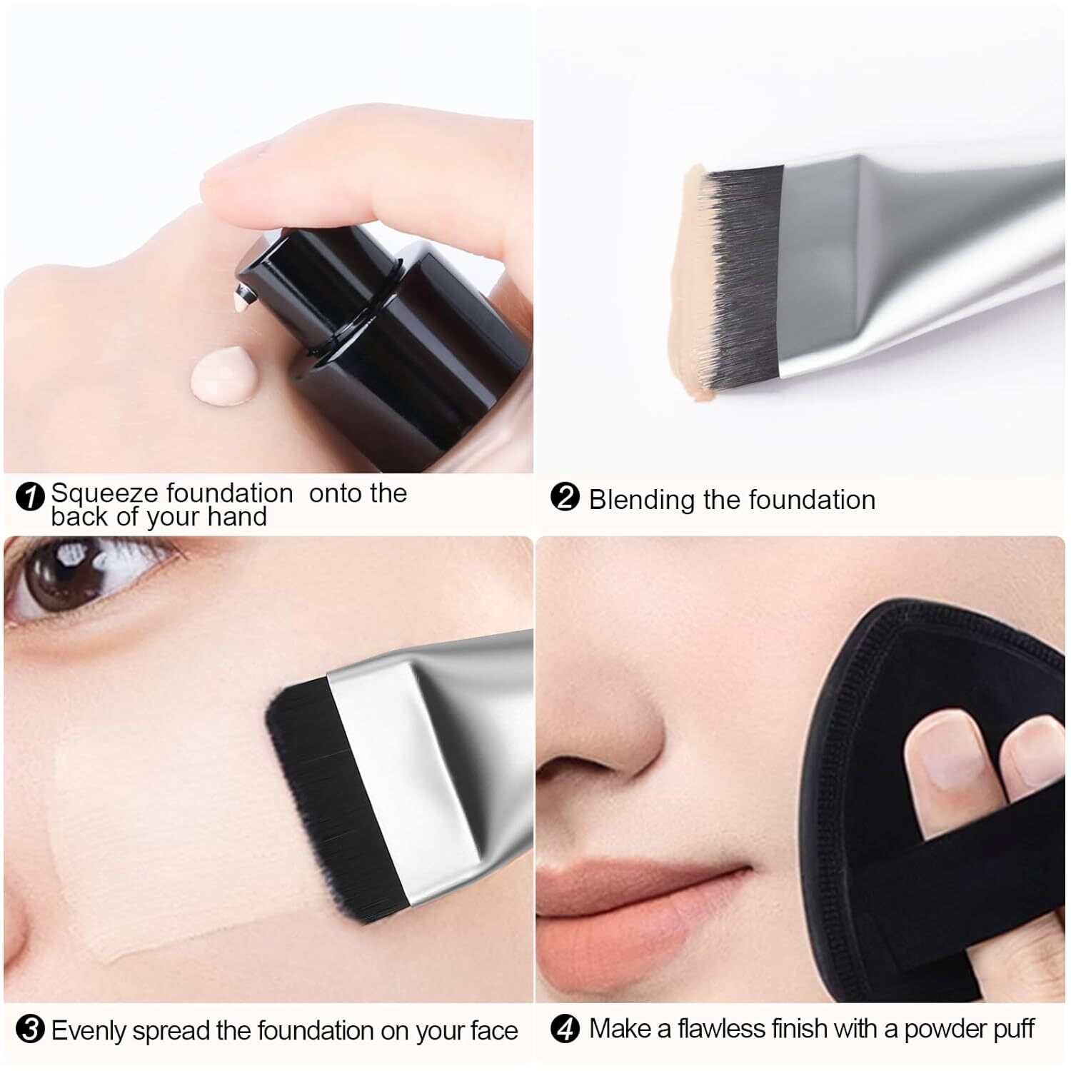 Flat Foundation Brush Set – Ultra Thin Blade for Liquid Makeup Blending