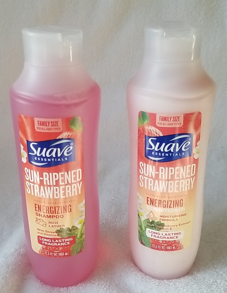Suave Essentials Shampoo & Conditioner Family Size Strawberry + FREE SOAP BAR