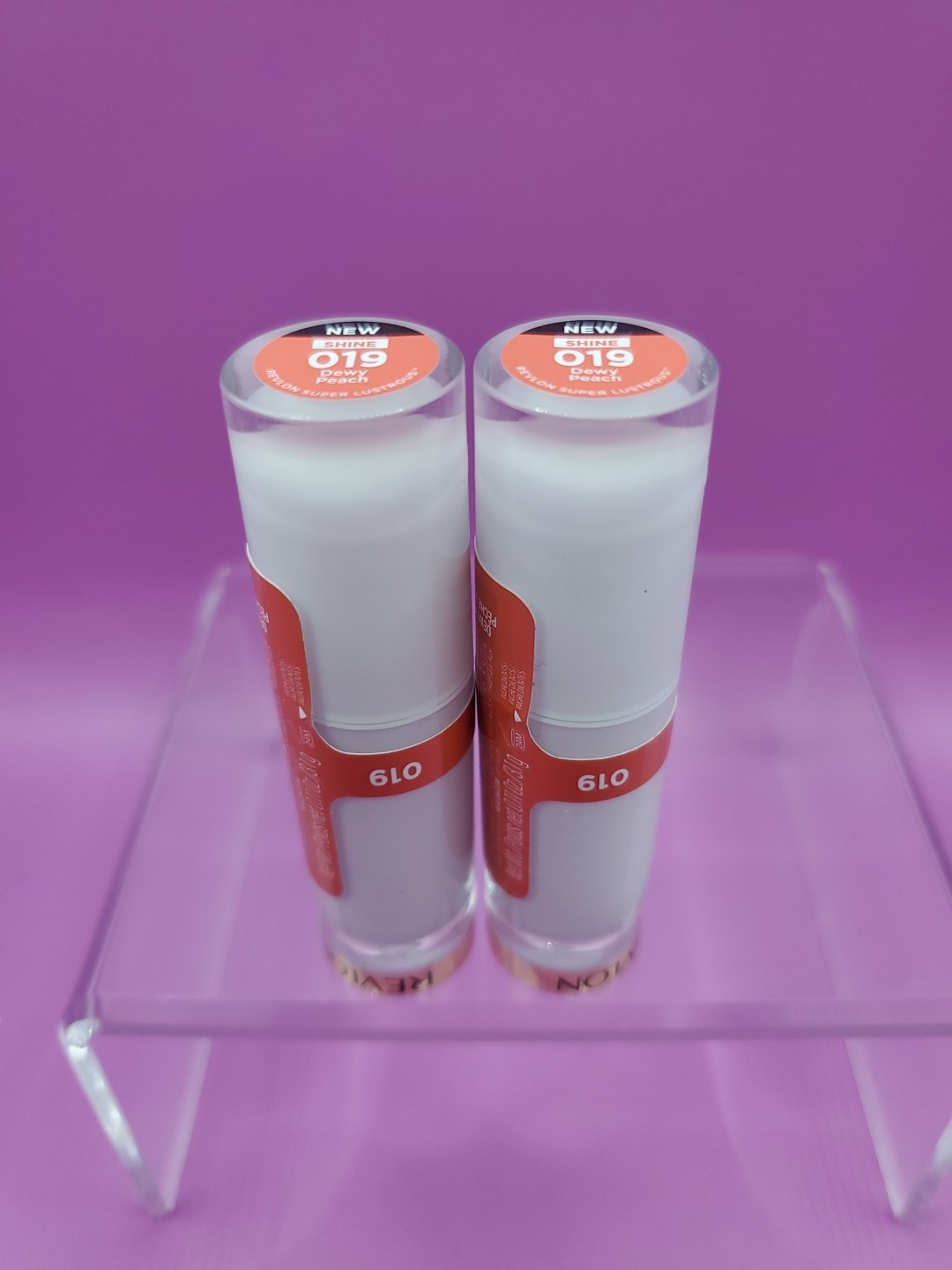2 Pack Revlon Super Lustrous Glass Shine Lipstick 019 Dewy Peach New Sealed