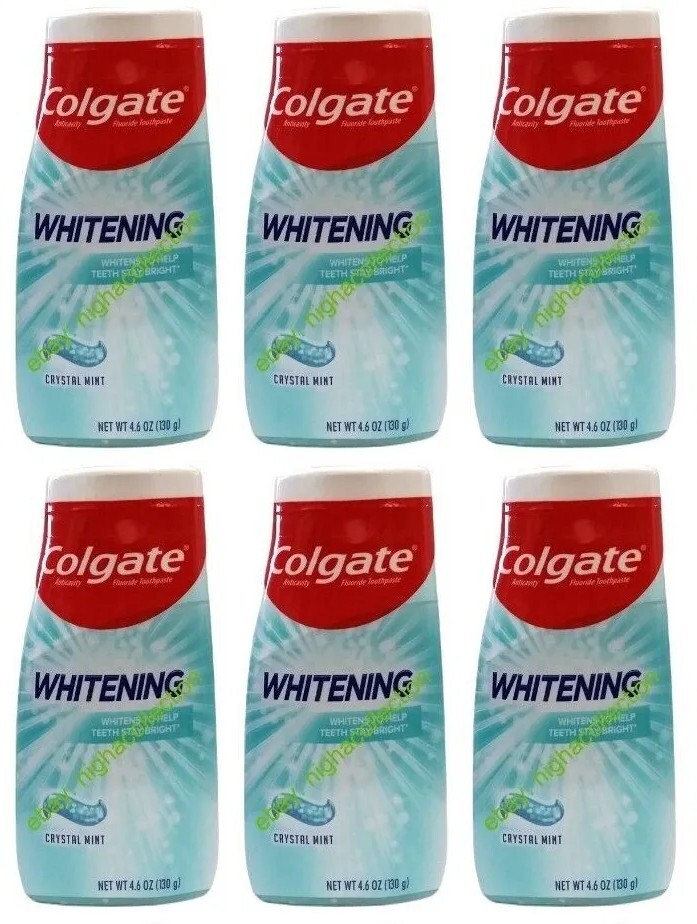 ( LOT 6 ) Colgate Whitening Fluoride Toothpaste Crystal Mint 4.6 oz each SEALED