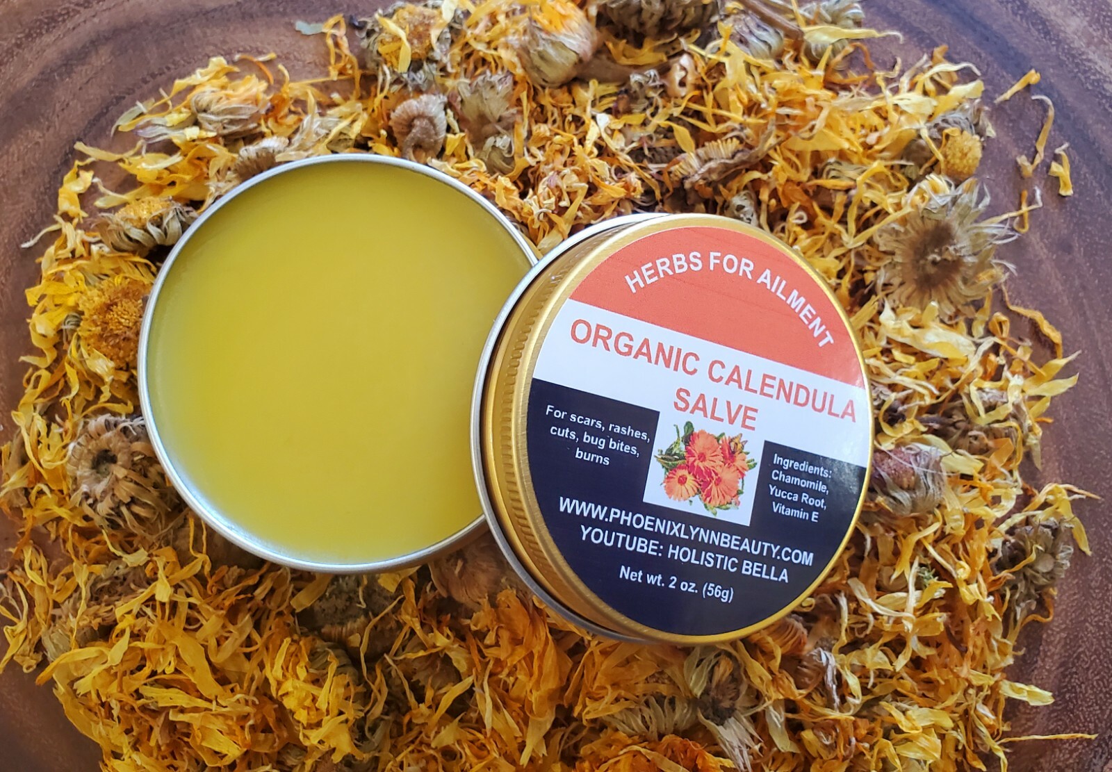 Organic Calendula Healing Salve Balm Rashes,Eczema,Cuts,Burns – Potent 2oz.