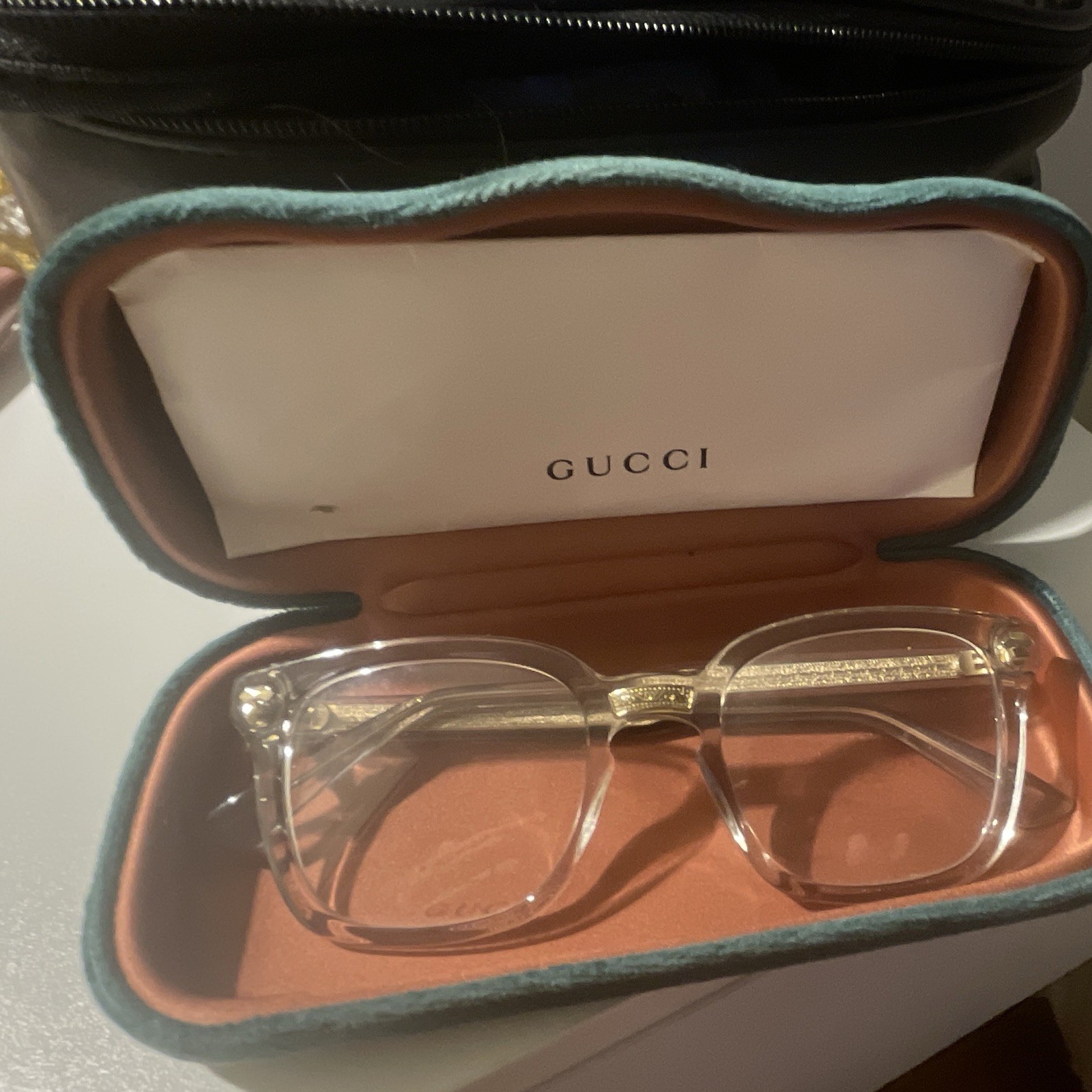 Gucci Designer Clear Square Full Rim Plastic Eyeglass Frames Unisex Adults