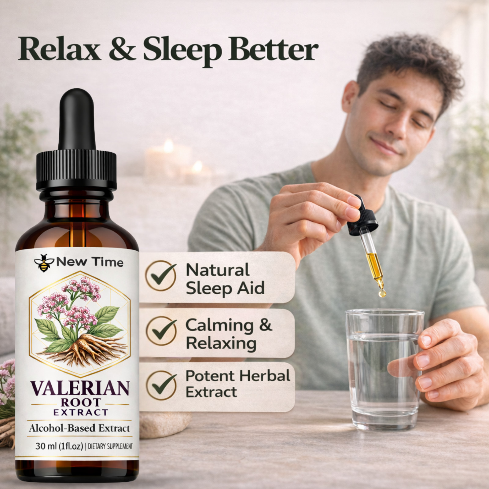Valerian Root Liquid Extract Sleep Support Herbal Drops 30ml (1 fl oz)