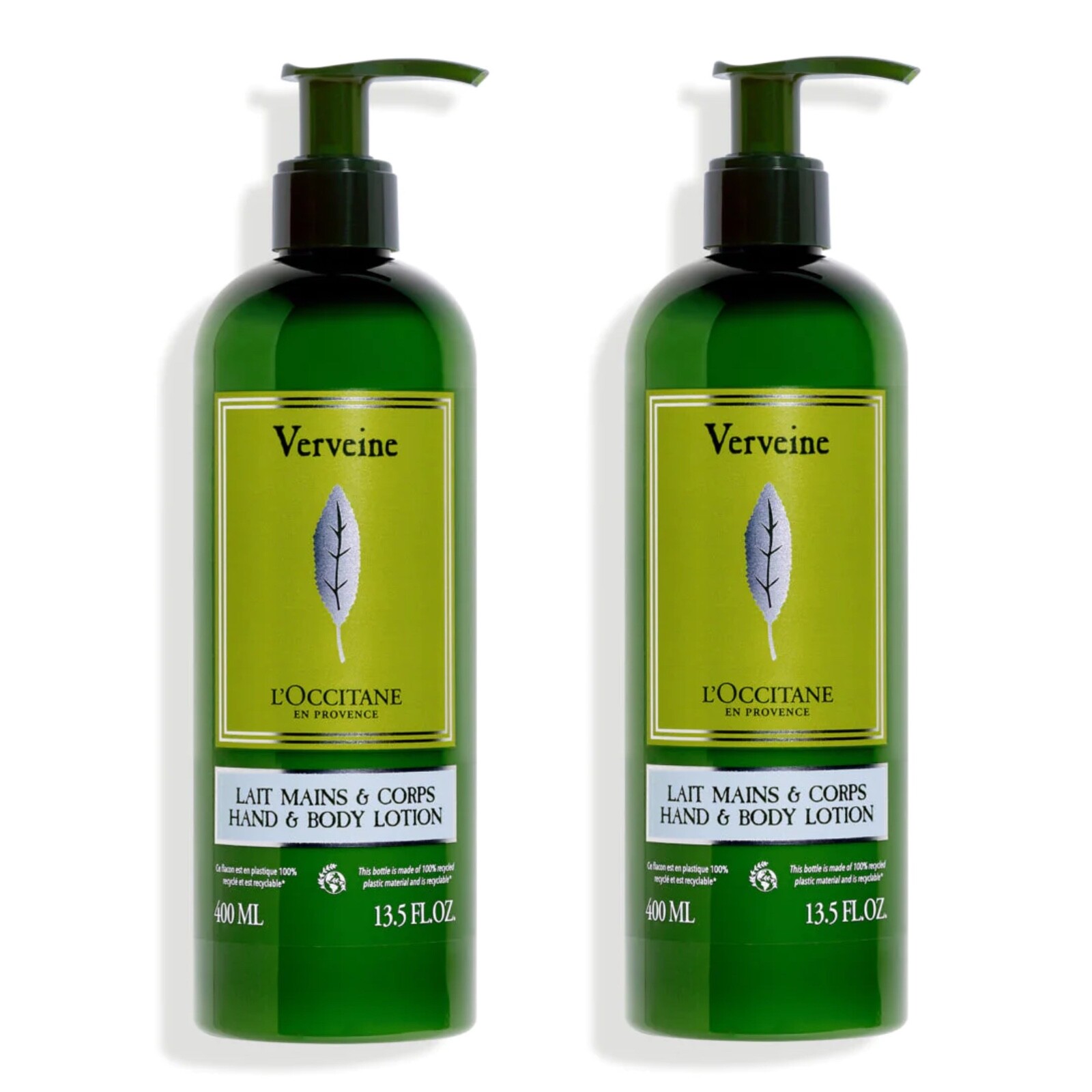 L’Occitane Verbena Hand & Body Lotion 400ml Set of 2 New